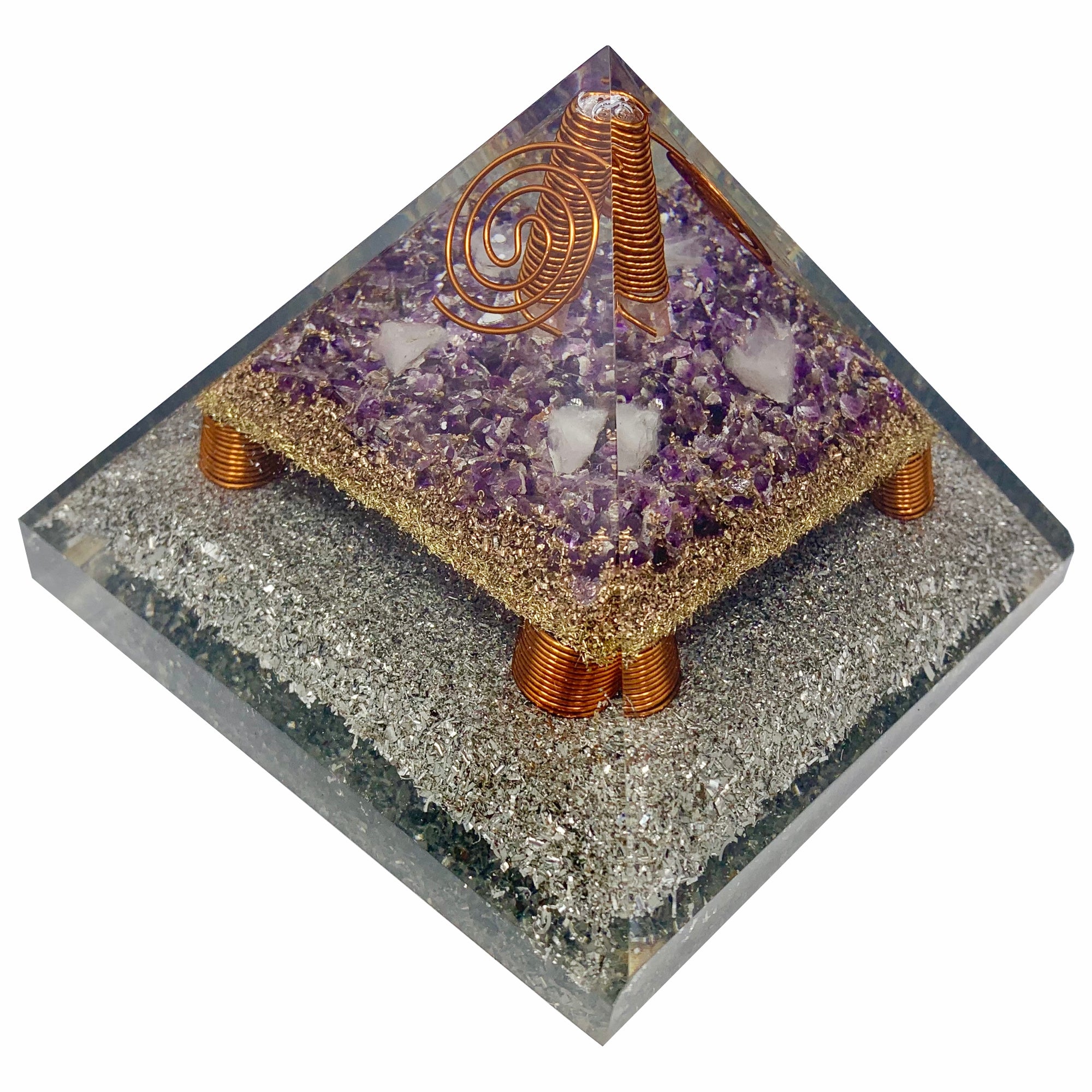 Amethyst Orgonite Clear Quartz Point Generator Pyramid