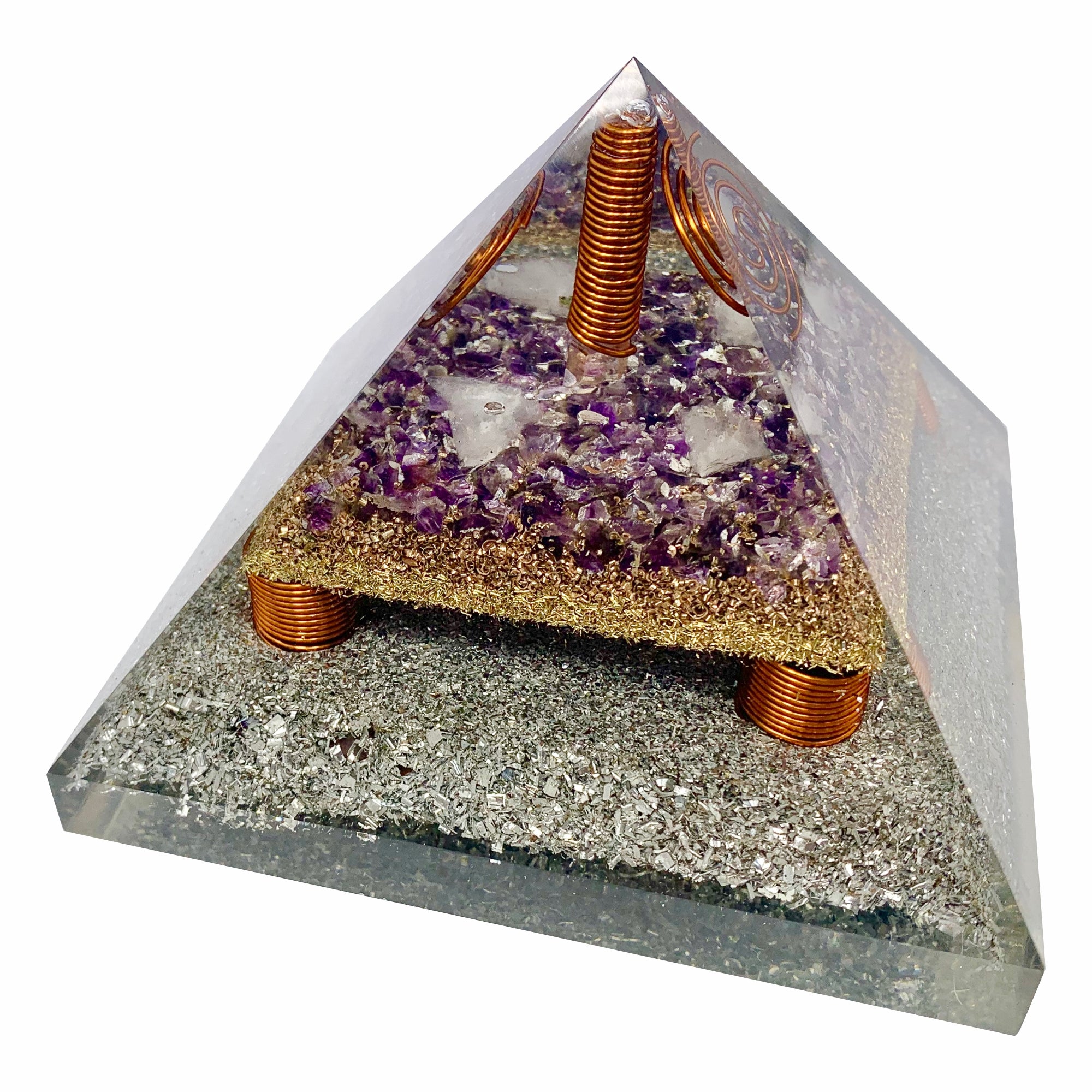Amethyst Orgonite Clear Quartz Point Generator Pyramid