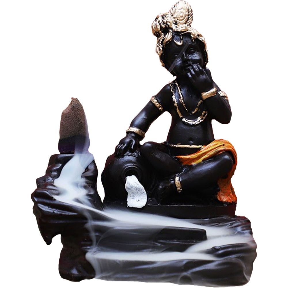 Radha Krishna Orange Backflow Incense Burner