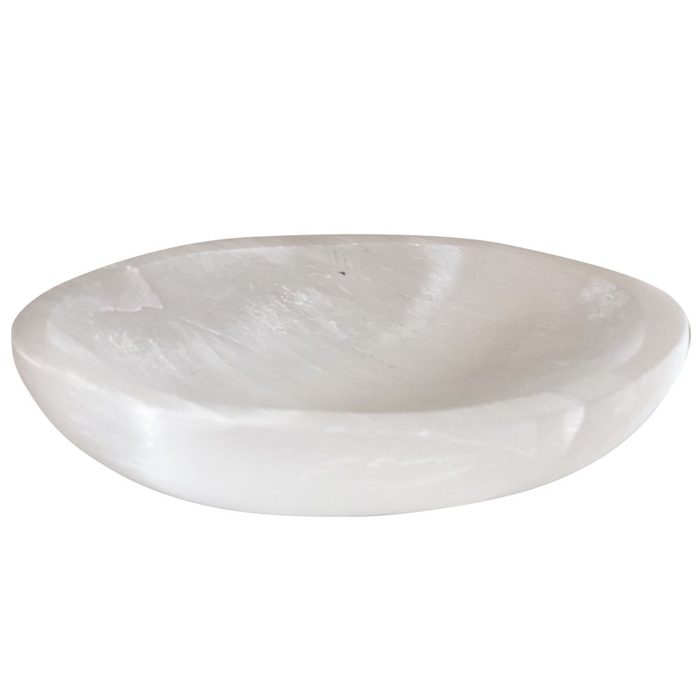 Oval Selenite Charging Display Bowl Crystals Jewelry Dish Holder 9cm