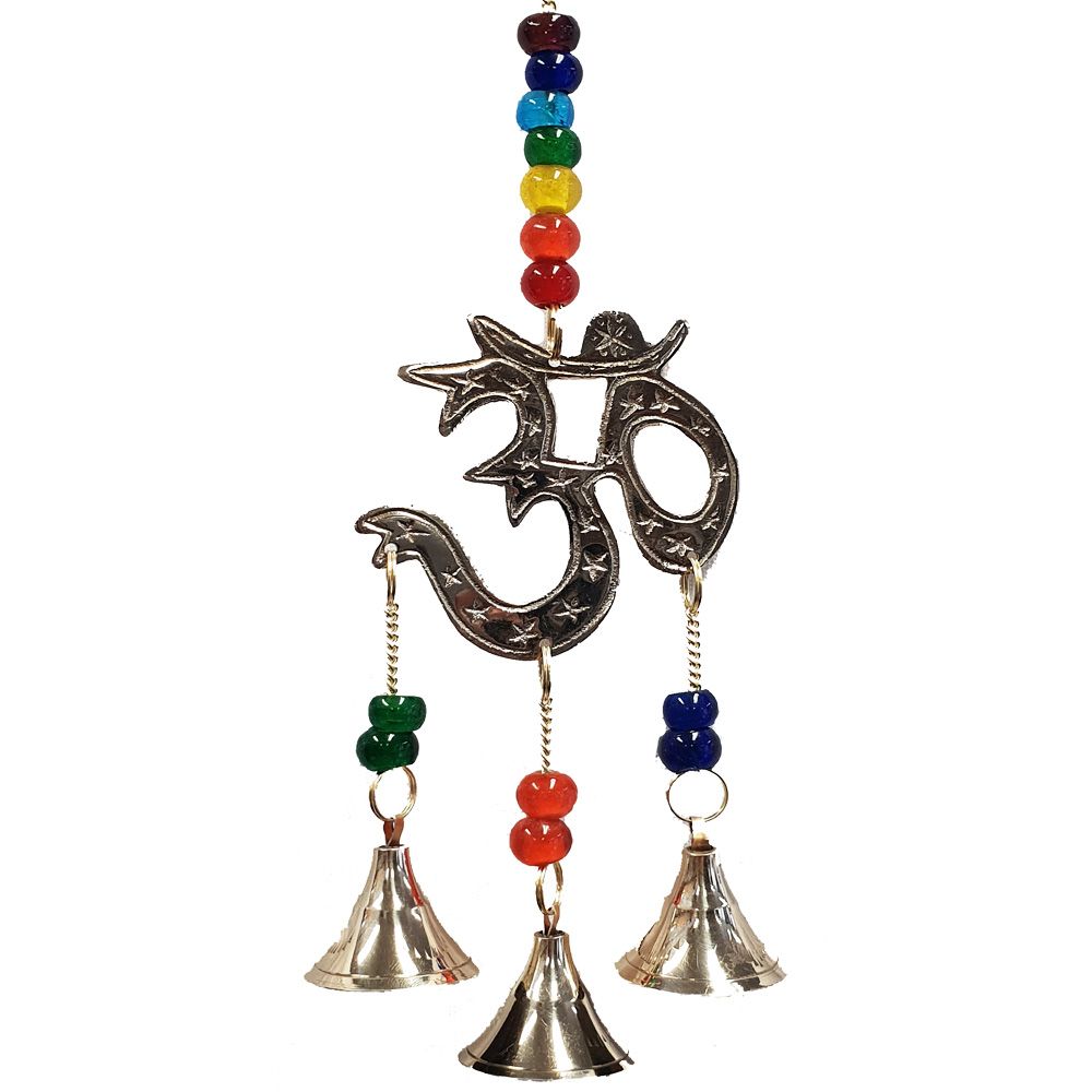 Om Brass Chakra Hanging Bell Wind Chime Wicca Symbol Metaphysical 7 Chakras