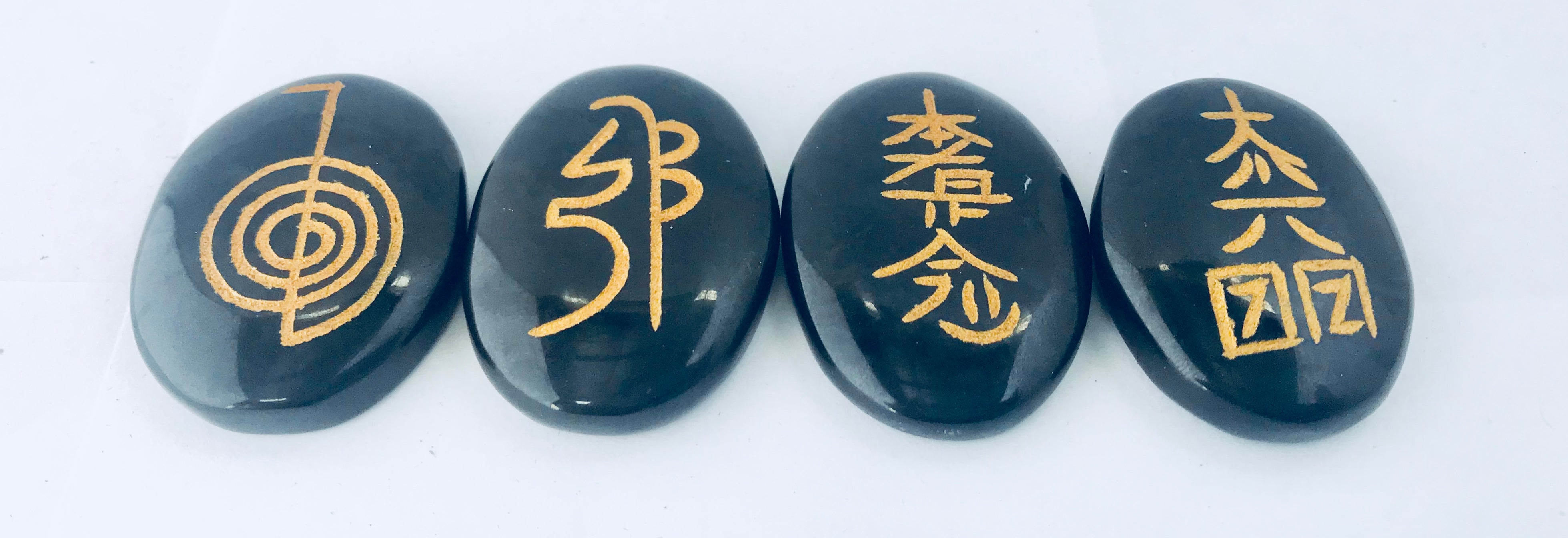 Reiki Master Symbols Set Black Onix 4 Stones