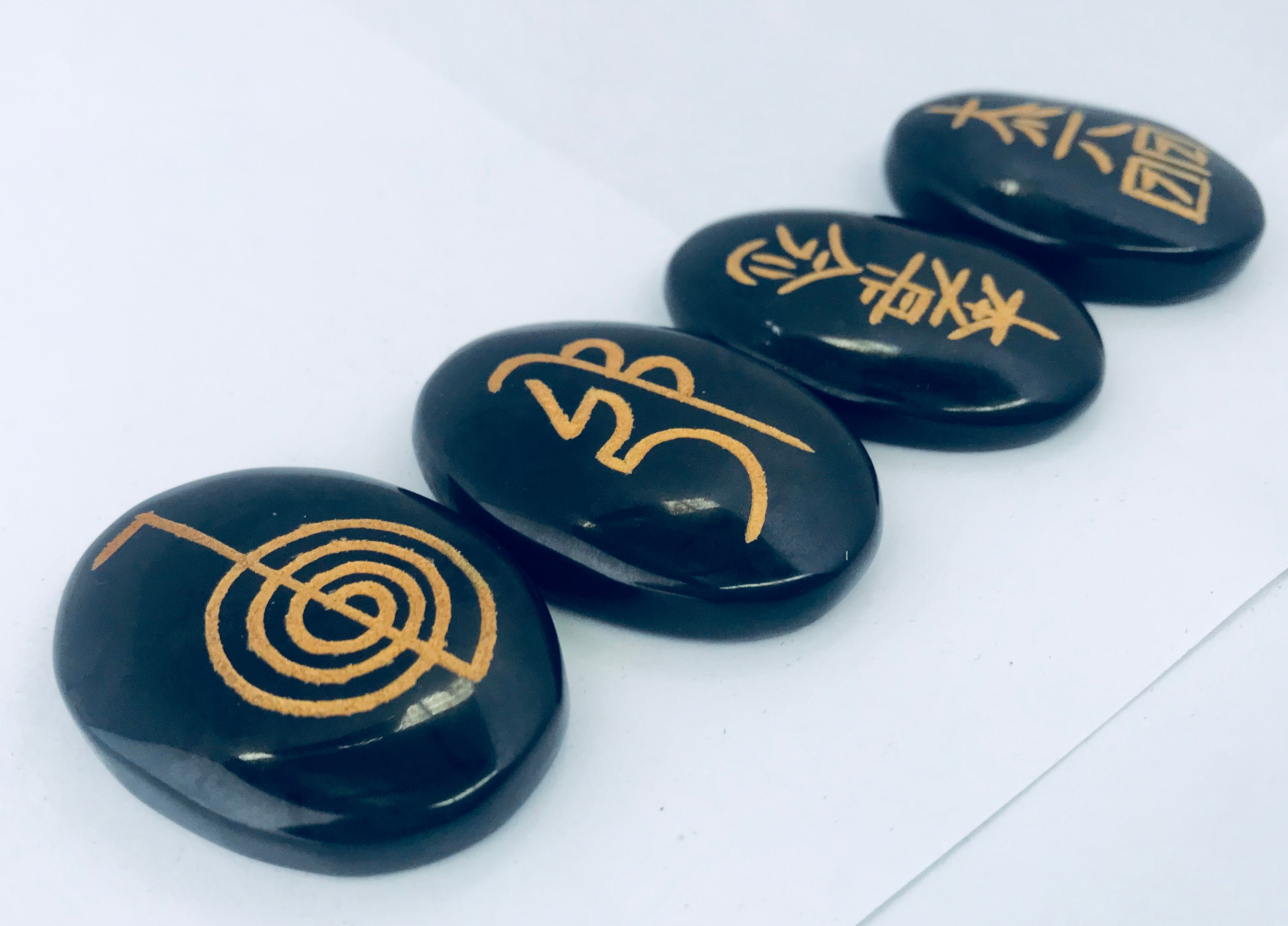Reiki Master Symbols Set Black Onix 4 Stones
