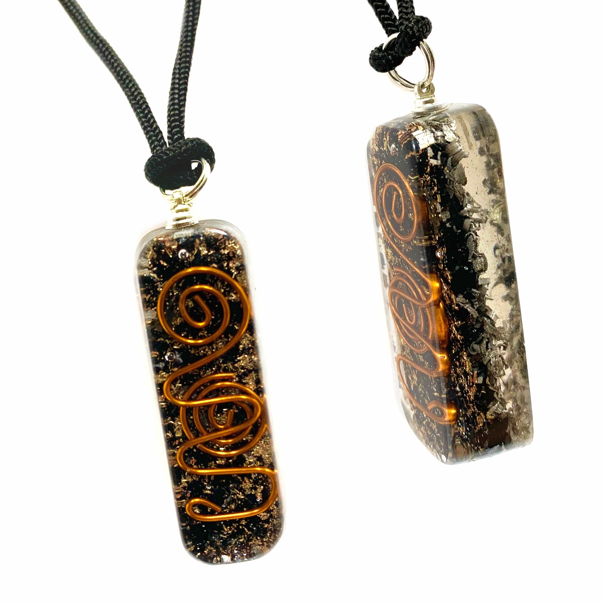 Black Tourmaline Orgonite Necklace Pendant Adjustable Cord