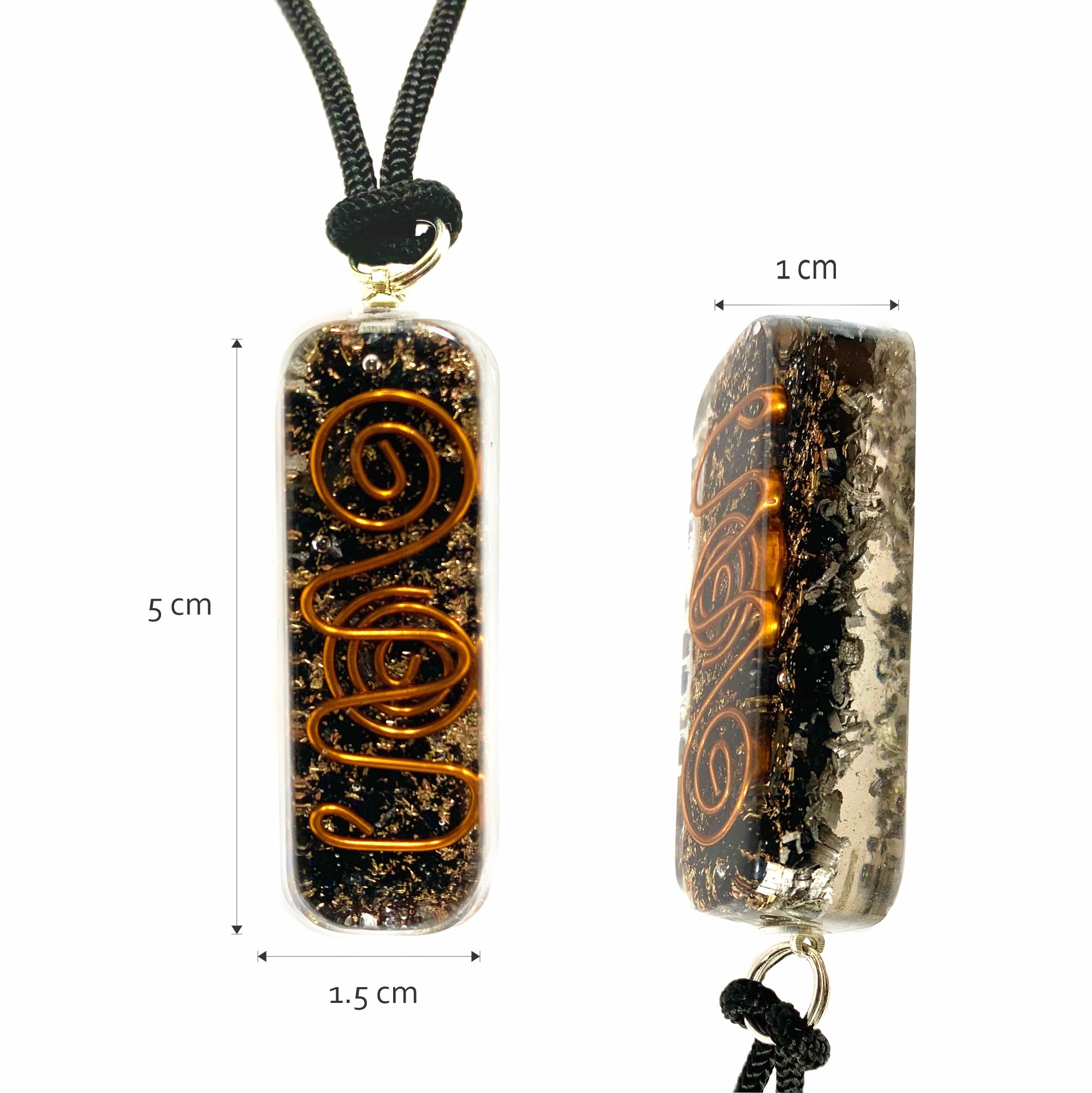 Black Tourmaline Orgonite Necklace Pendant Adjustable Cord