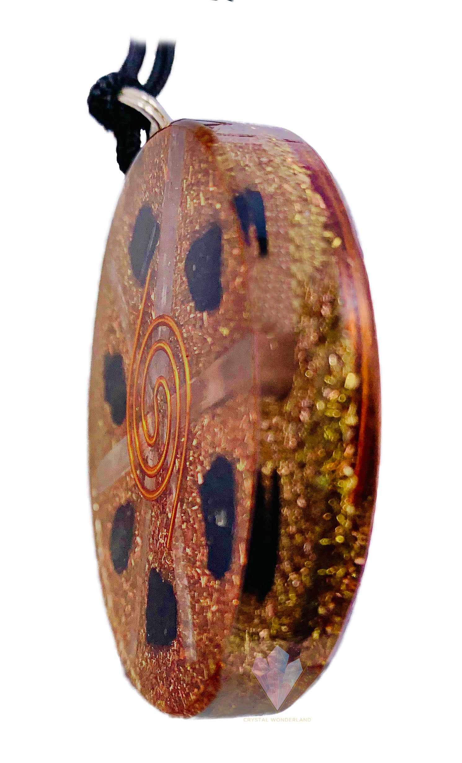 Black Tourmaline Selenite Grid Orgonite Copper Coil Pendant