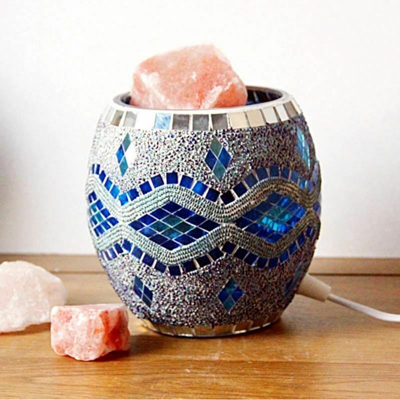 Blue Silver Bowl Himalayan Salt Lamp