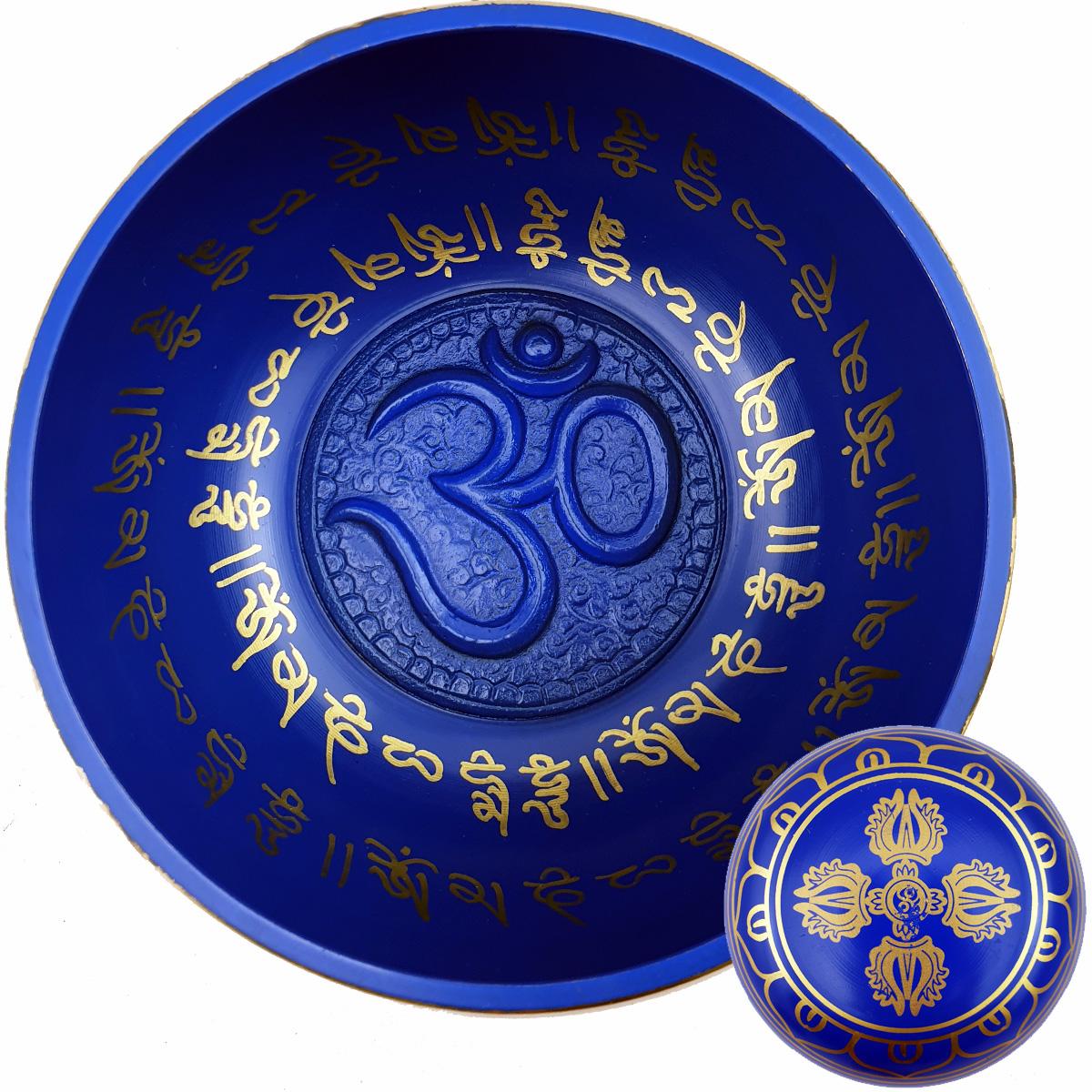 Singing Bowl Om Brass Blue