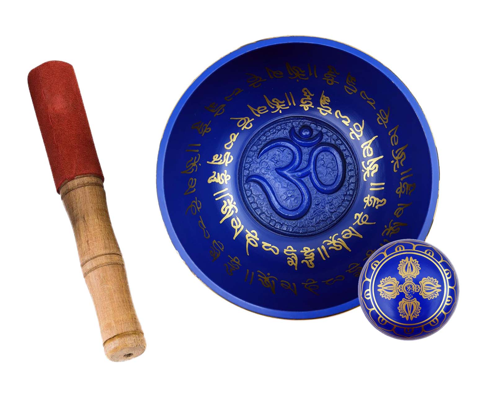 Singing Bowl Om Brass Blue