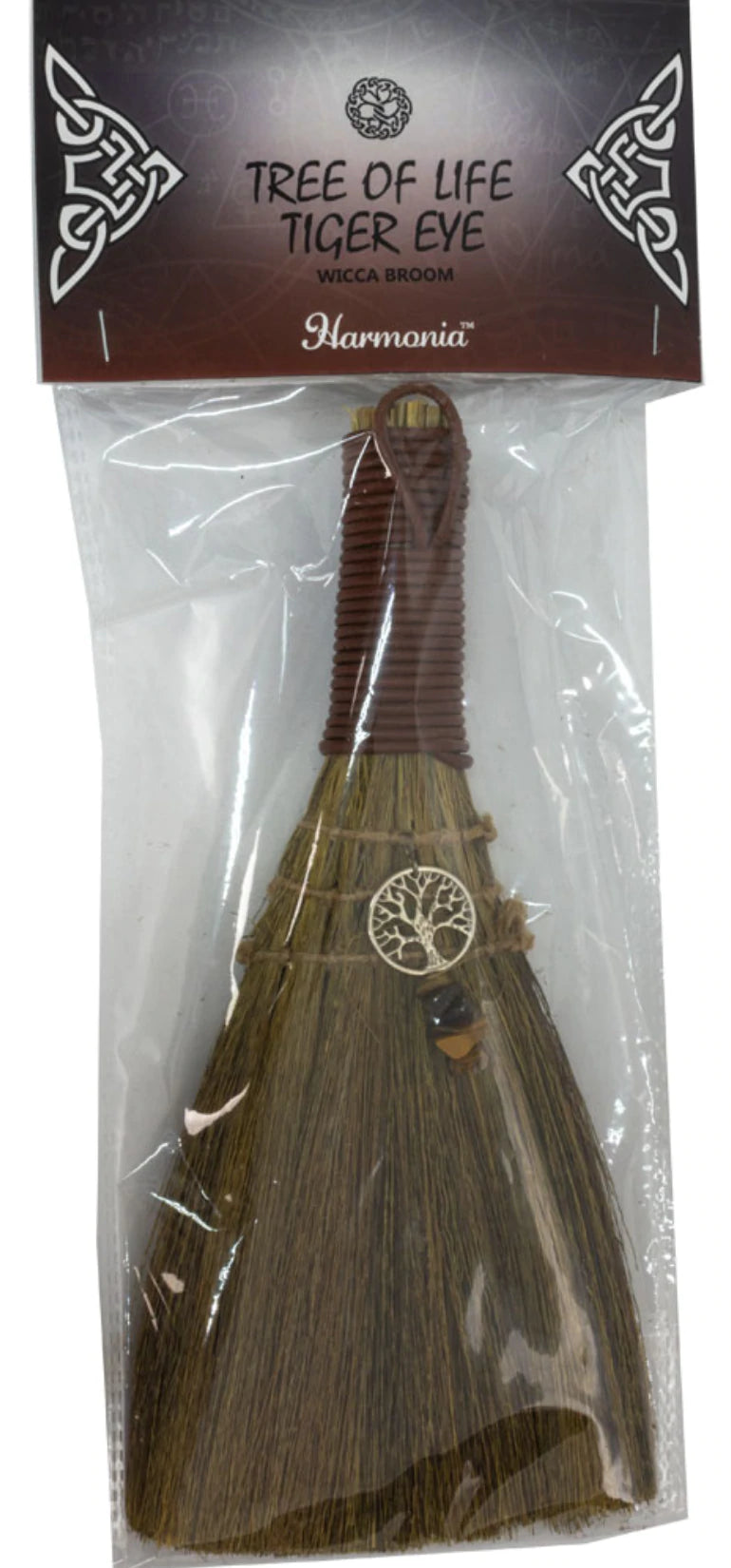 Wicca Cleanse Broom Tree of Life with Tiger Eye Harmonia Altar 20cm