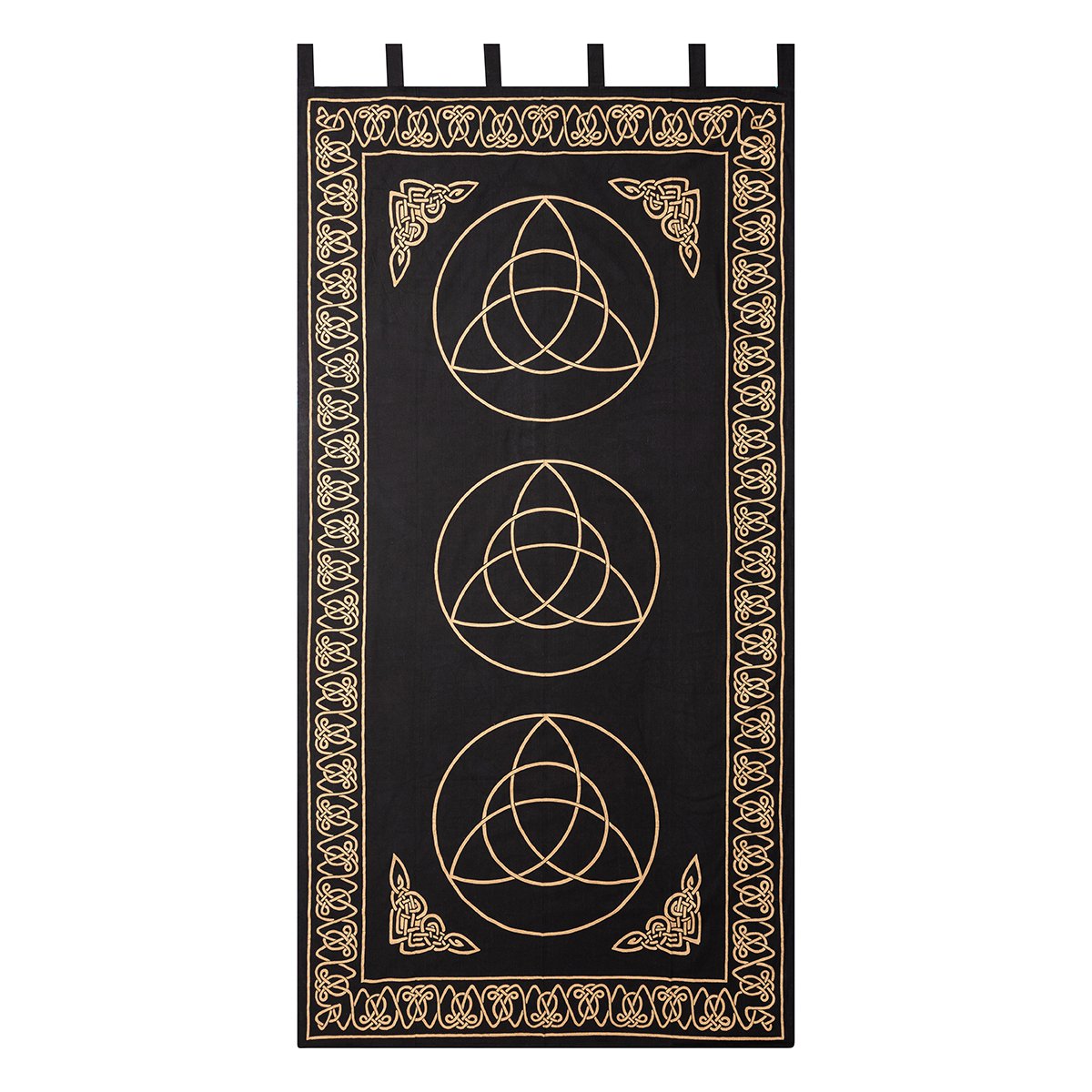 Curtain Triquetra Hippie Boho Tapestry Window Black Gold