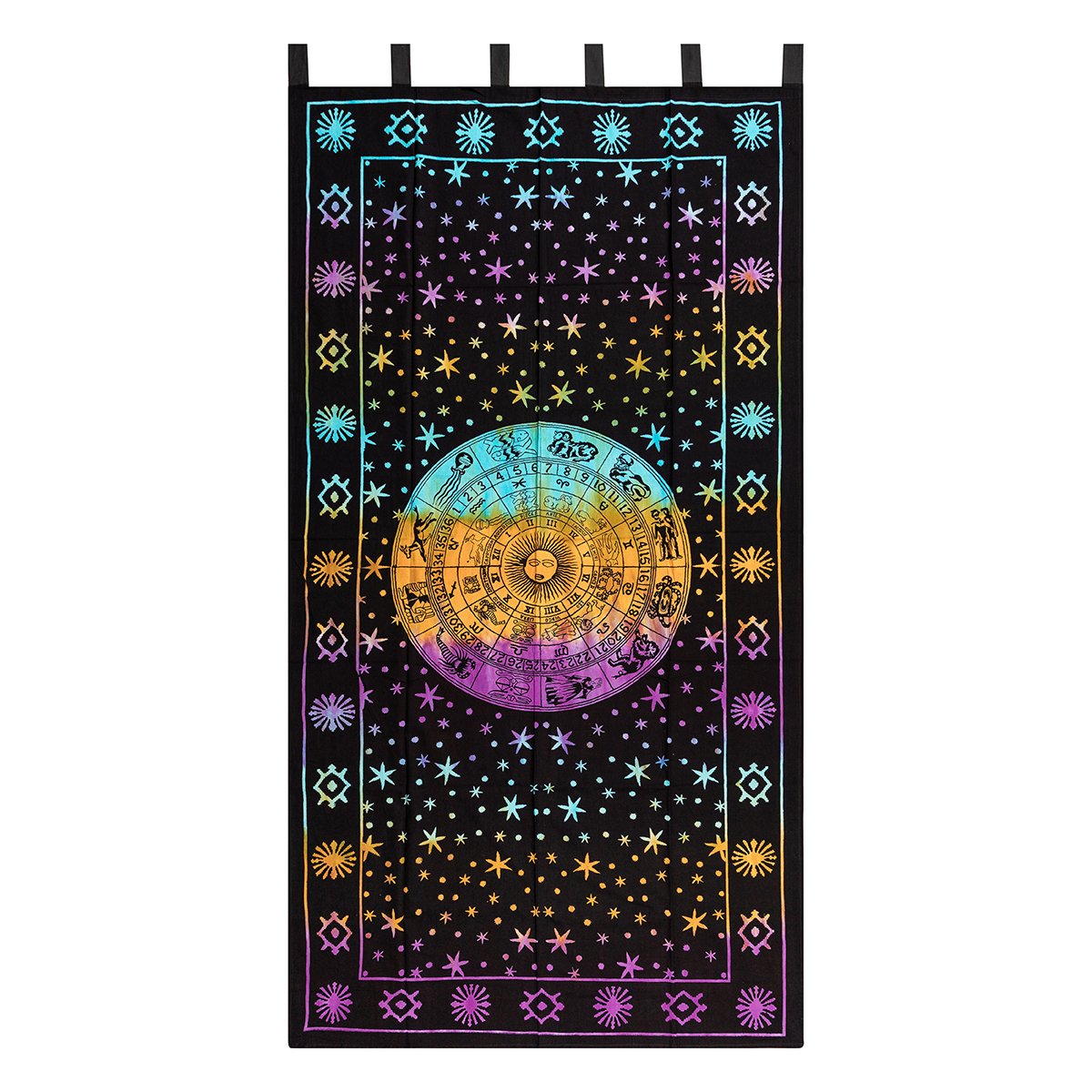 Zodiac Tie Dye Curtain Astrology Hippie Boho Tapestry Window Wall Decor