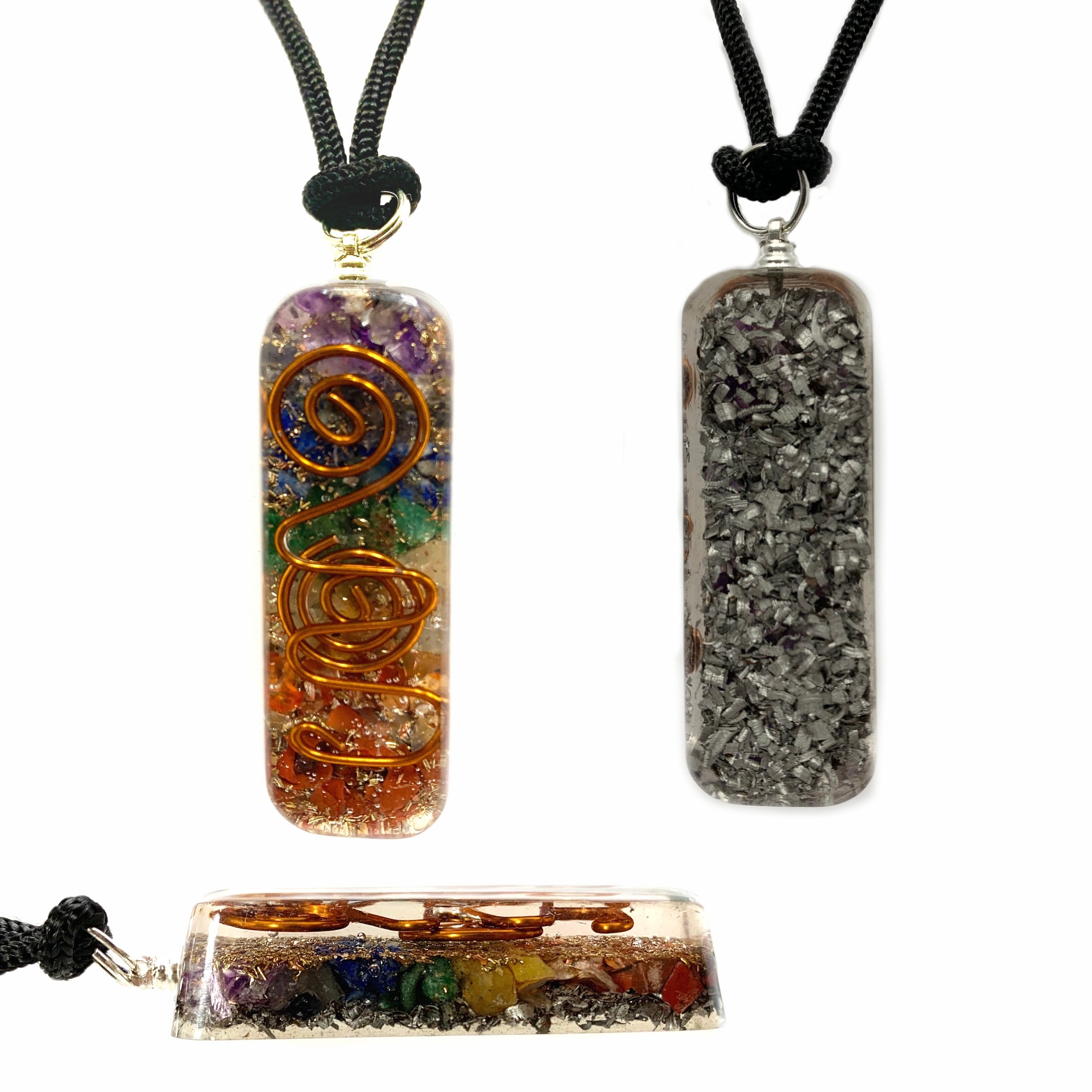 7 Chakras Necklace Orgonite Pendant Adjustable Cord