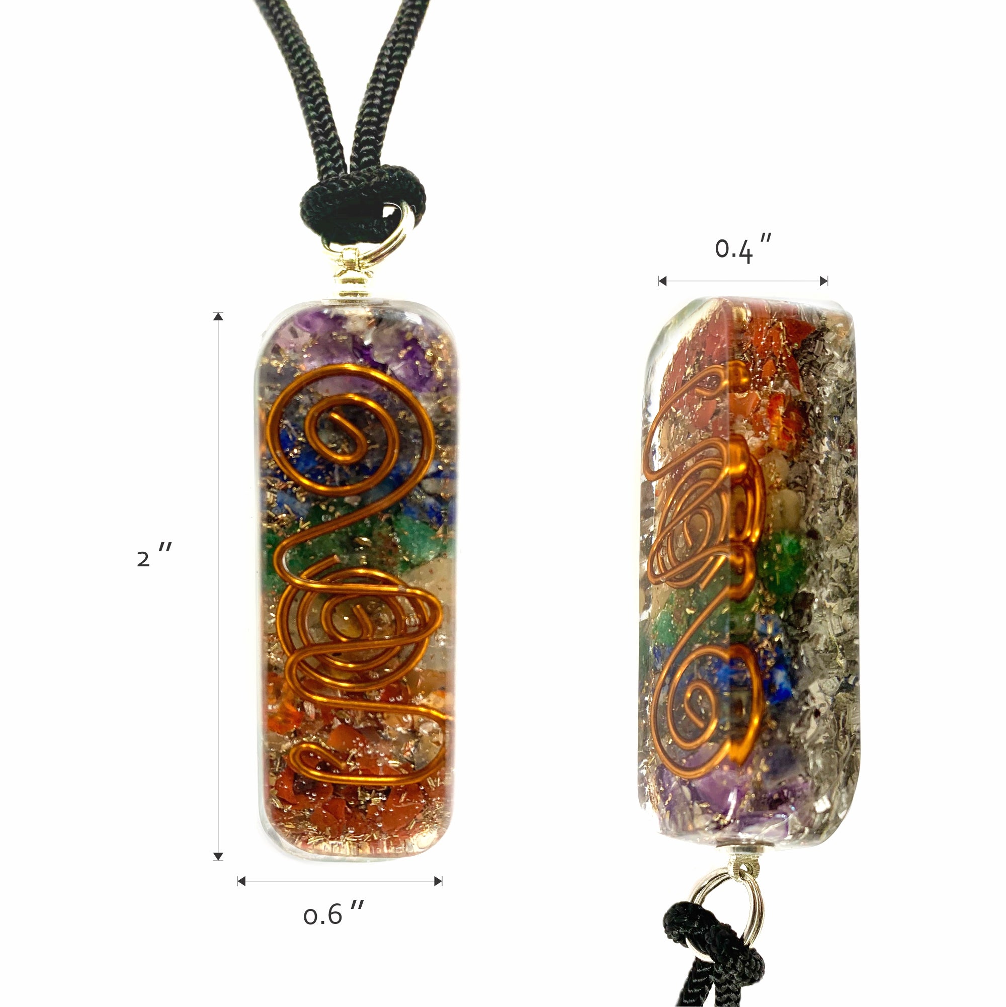 7 Chakras Necklace Orgonite Pendant Adjustable Cord