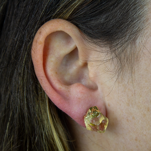 Citrine Point Earring Studs Gold