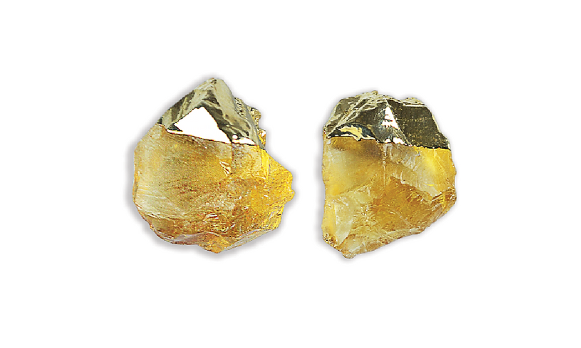 Citrine Point Earring Studs Gold
