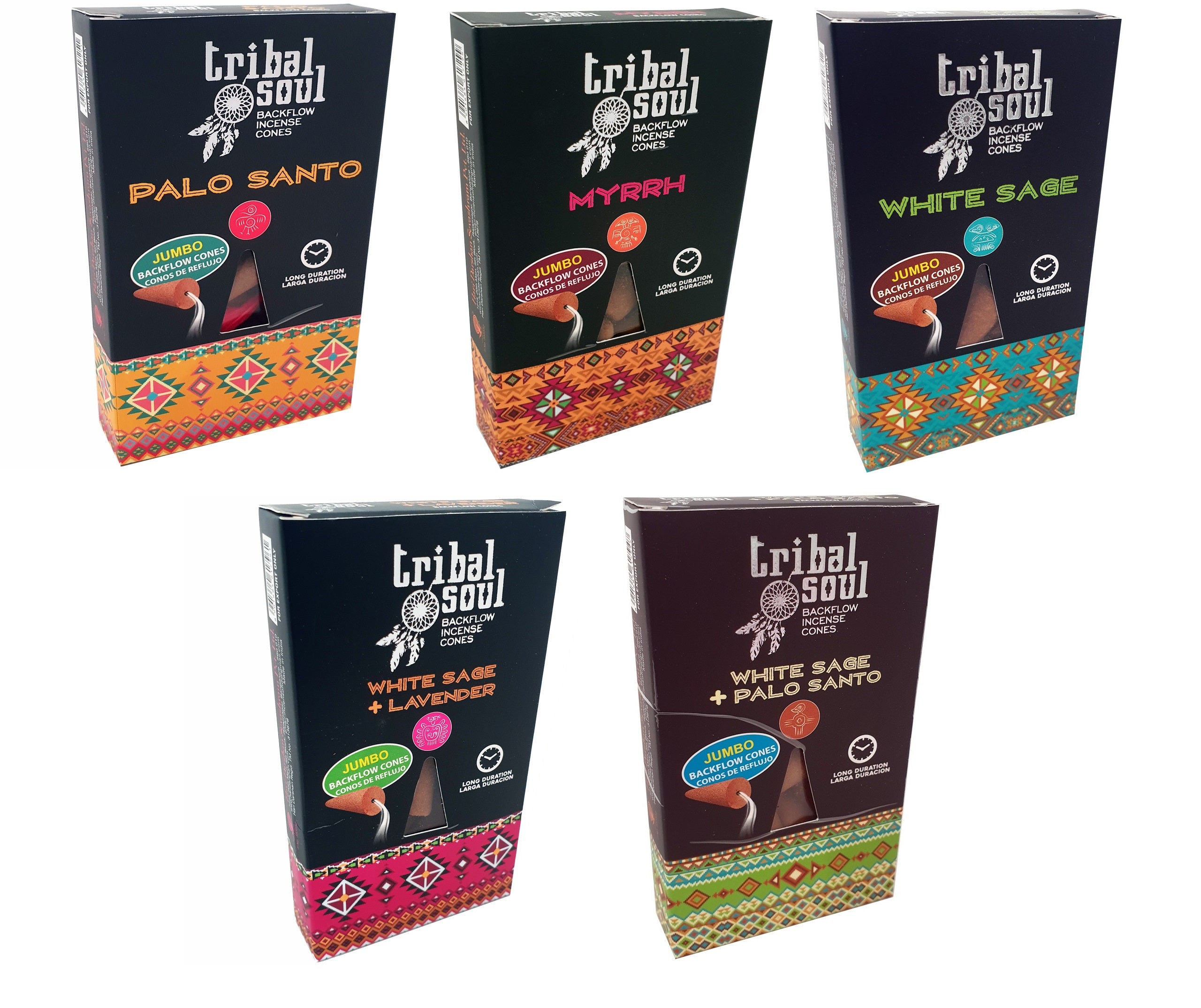 Combo 50 Jumbo Backflow Incense Cones Tribal Soul