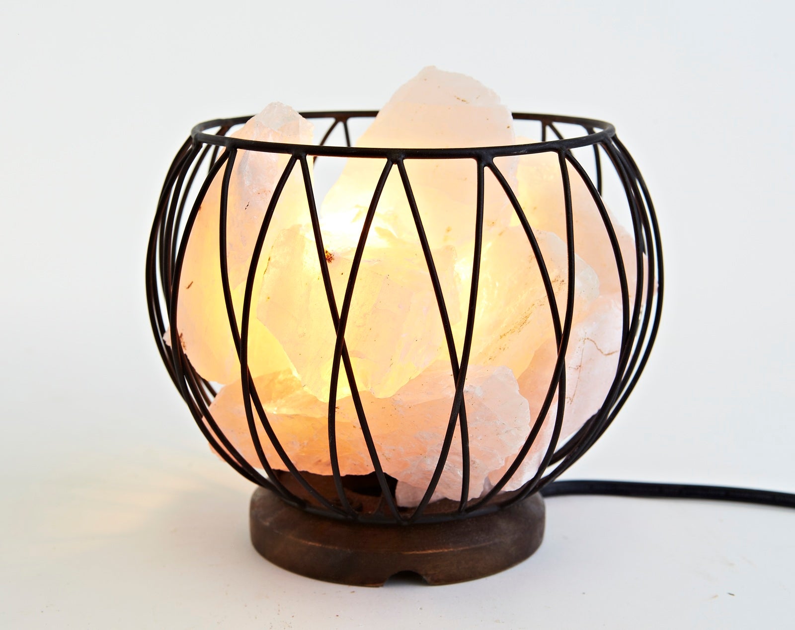 Crystal Cage Rose Quartz Lamp LED Globe