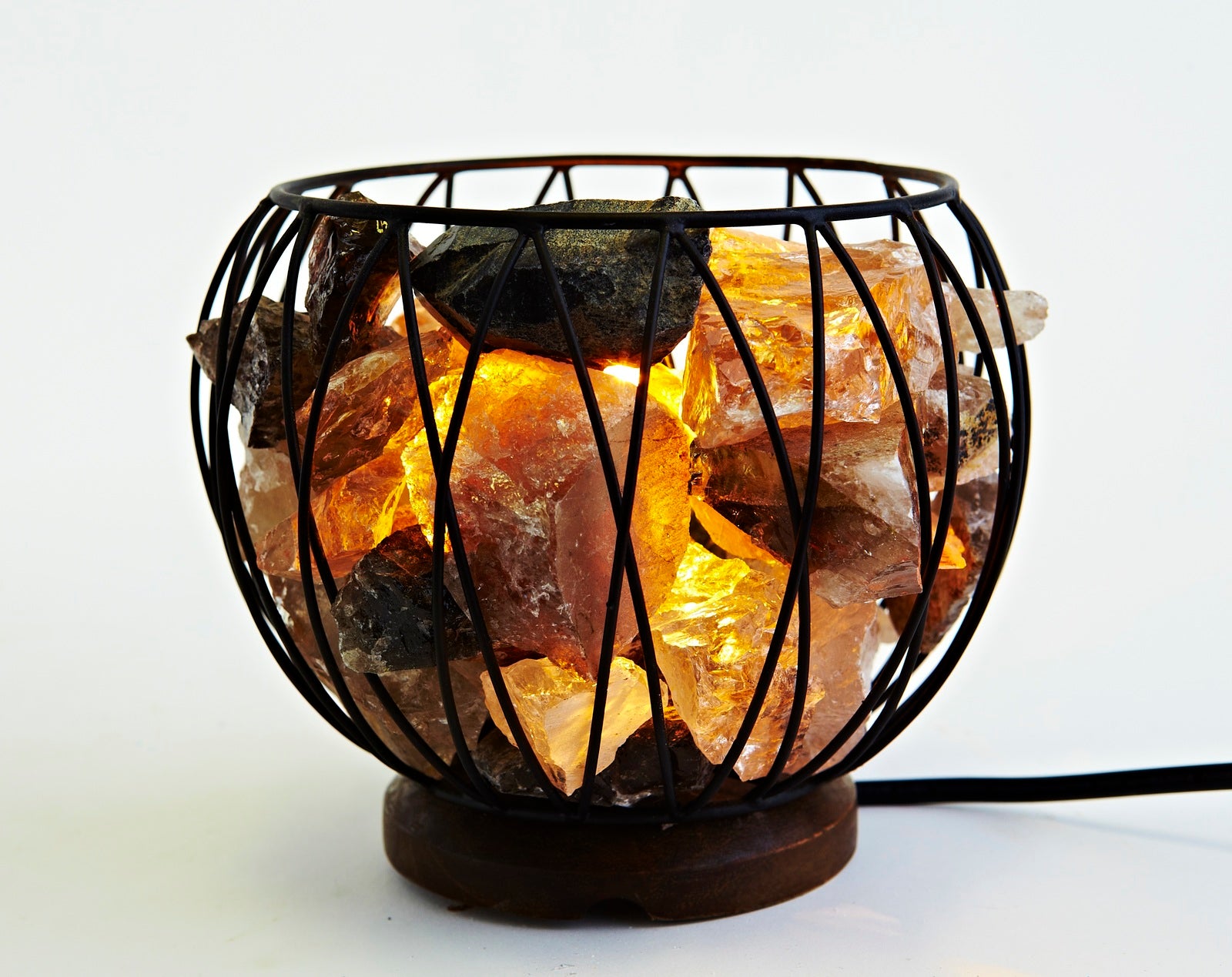 Crystal Cage Smokey Quartz Lamp LED Globe