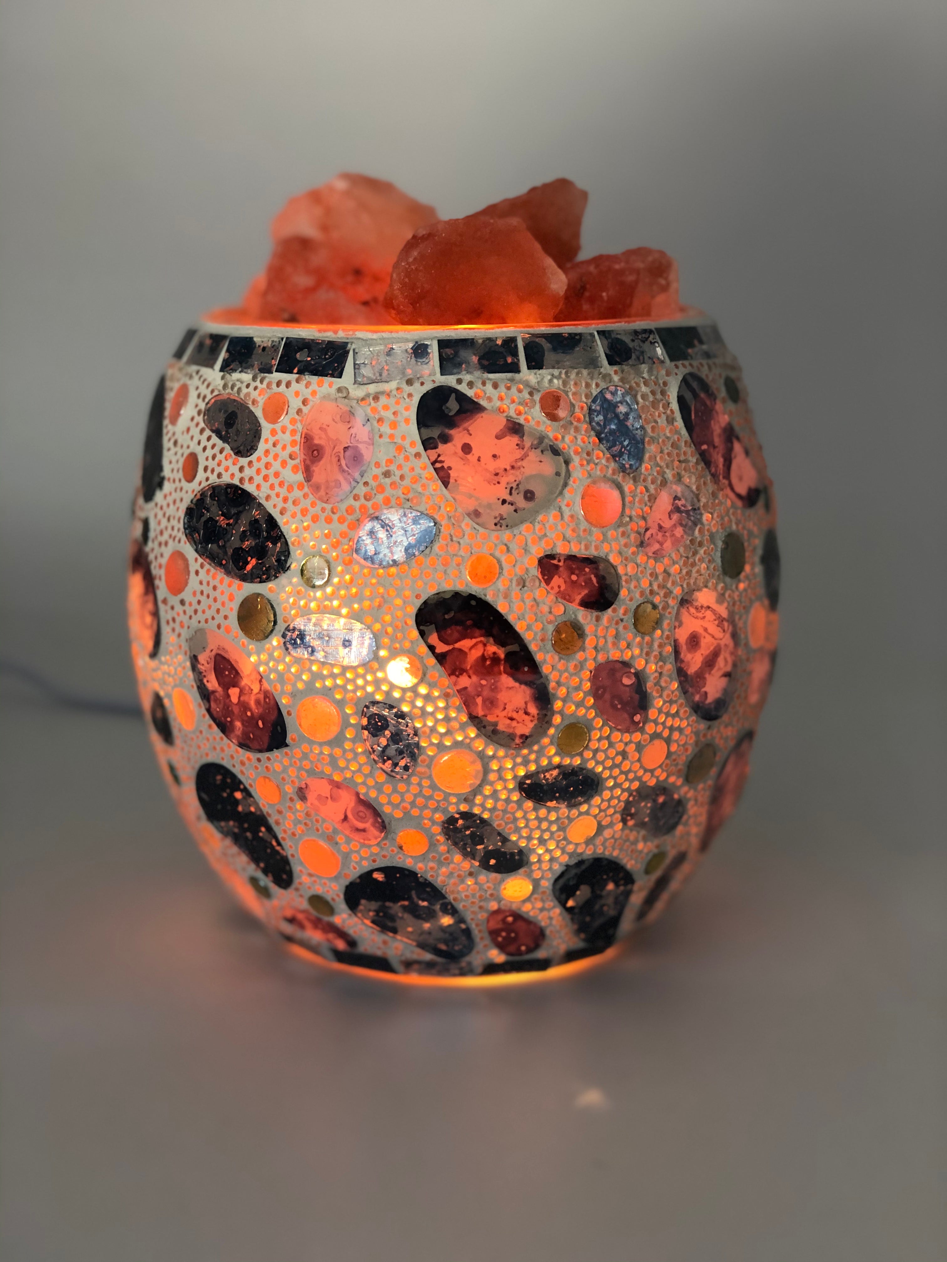 Aqua Pebble Glass Mosaic Vase Bowl Himalayan Salt Lamp Natural