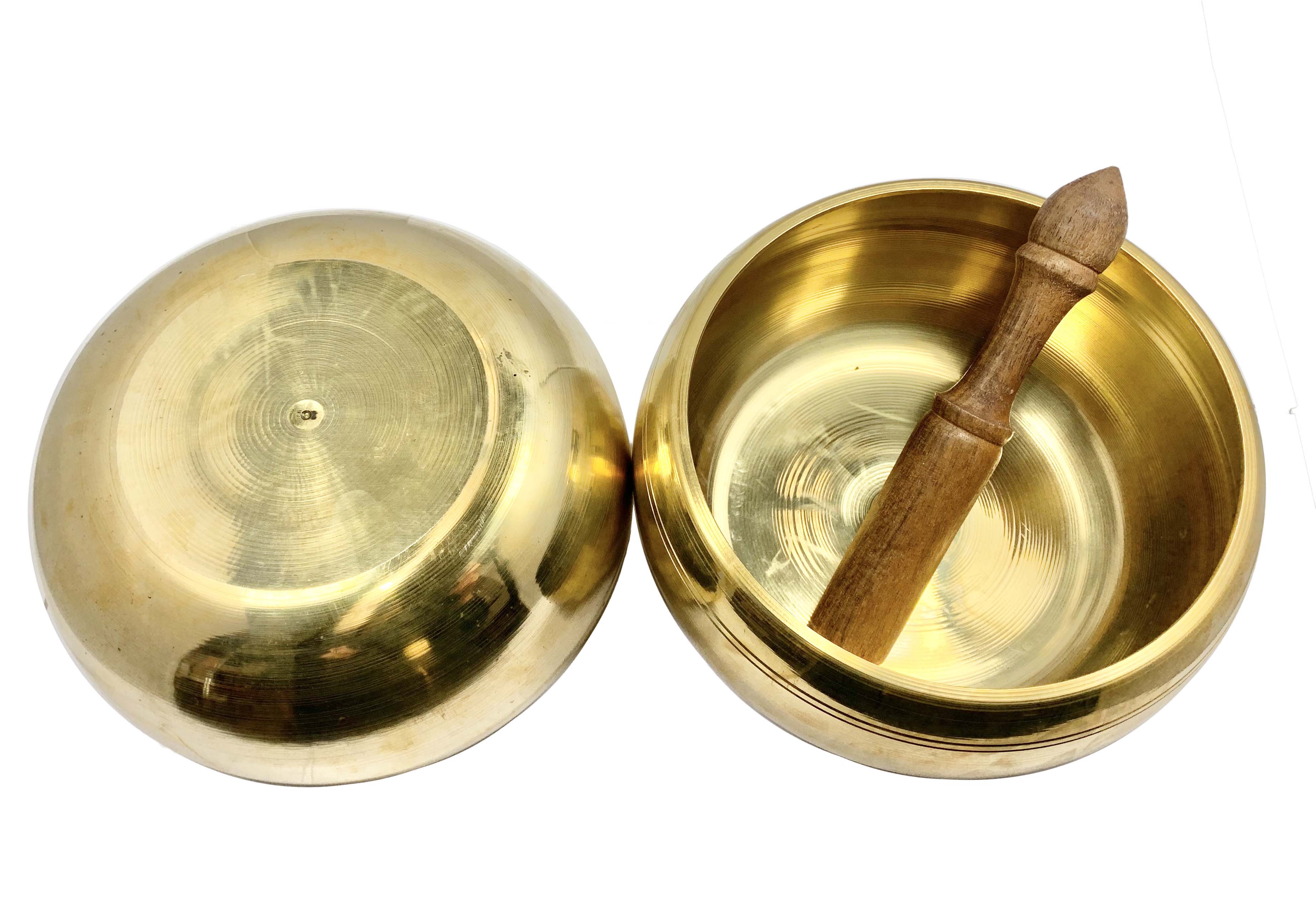 Tibetan Singing Bowl Hand Beaten Polished Brass 13.5cm