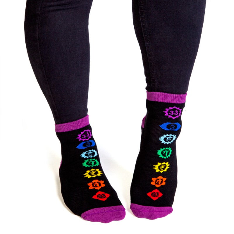 Chakras Aligned Yoga Non Slip Wellness Sock Collection