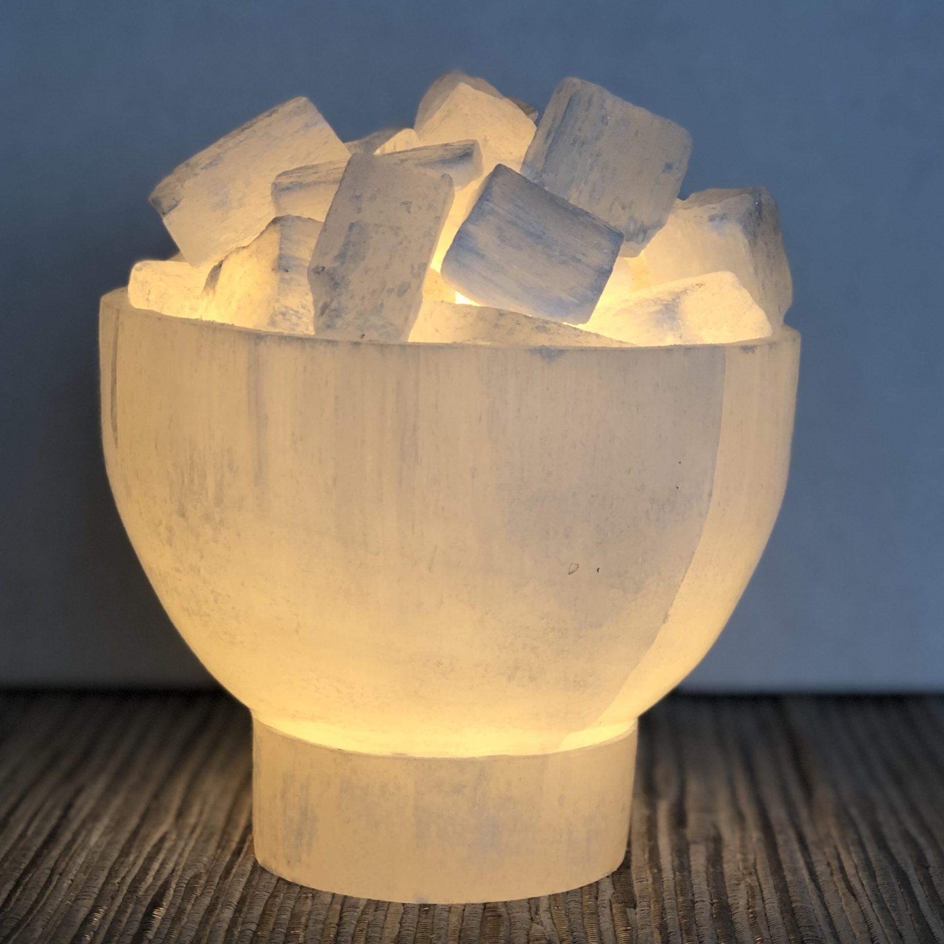 Selenite Firebowl Lamp Chunks Rocks Natural Raw Crystal