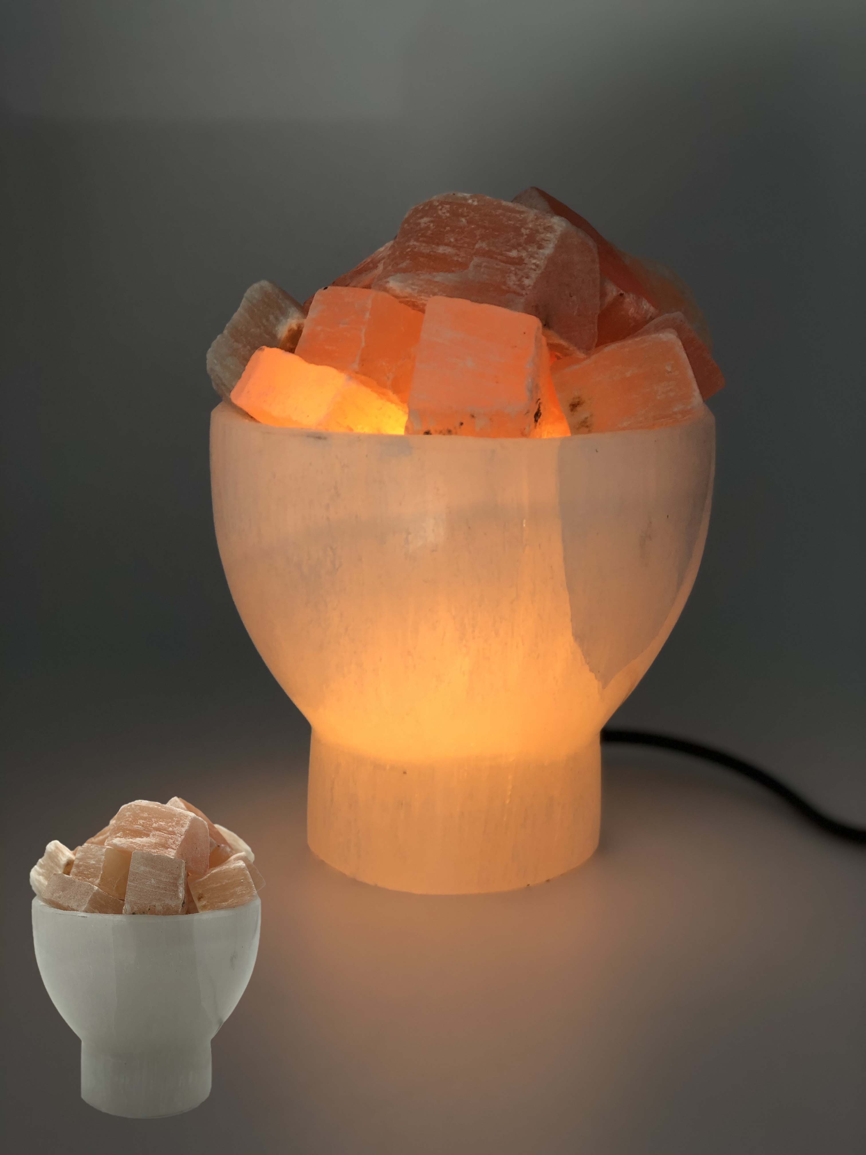 Selenite Firebowl with Peach Selenite Chunks