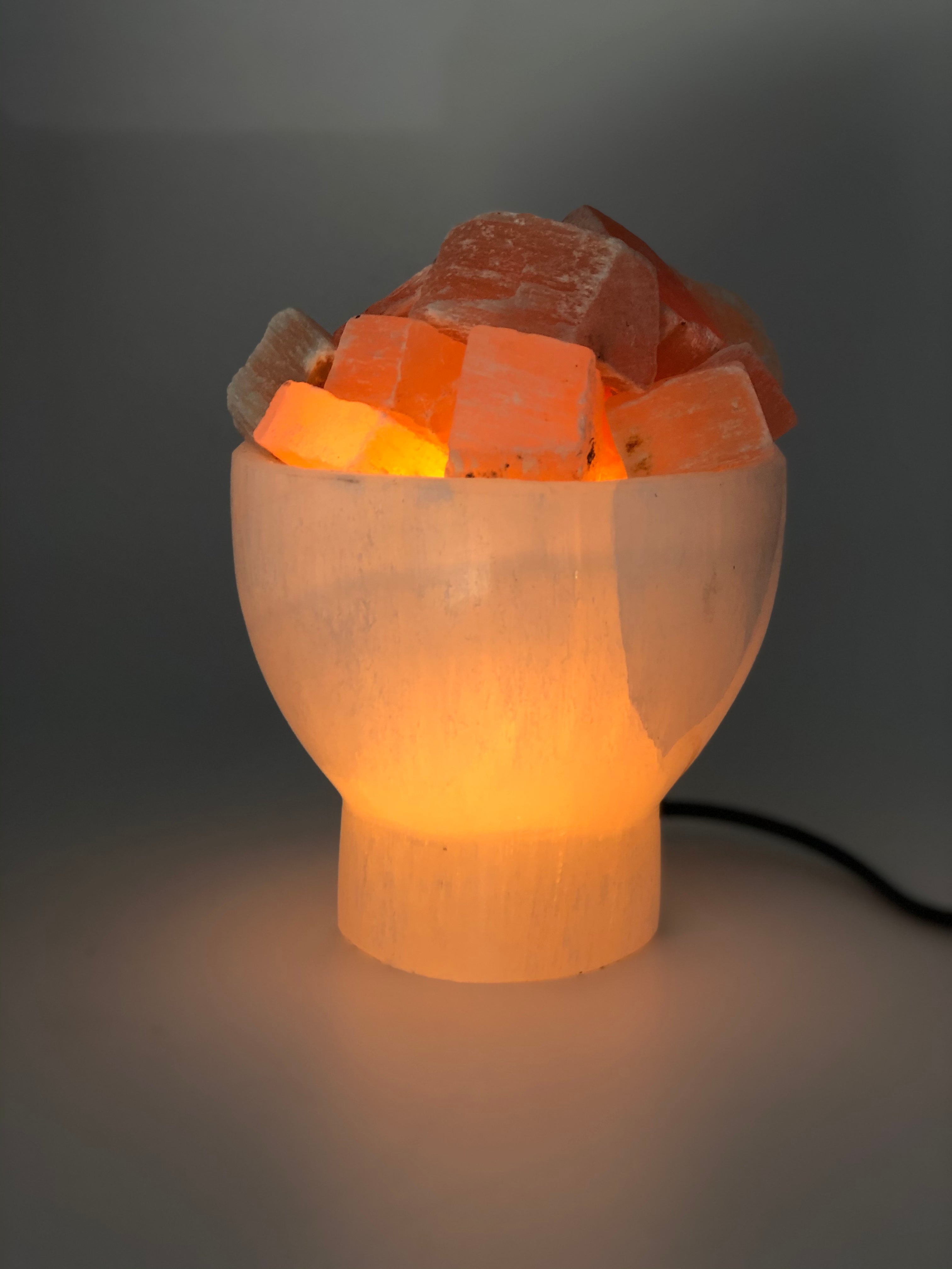 Selenite Firebowl with Peach Selenite Chunks