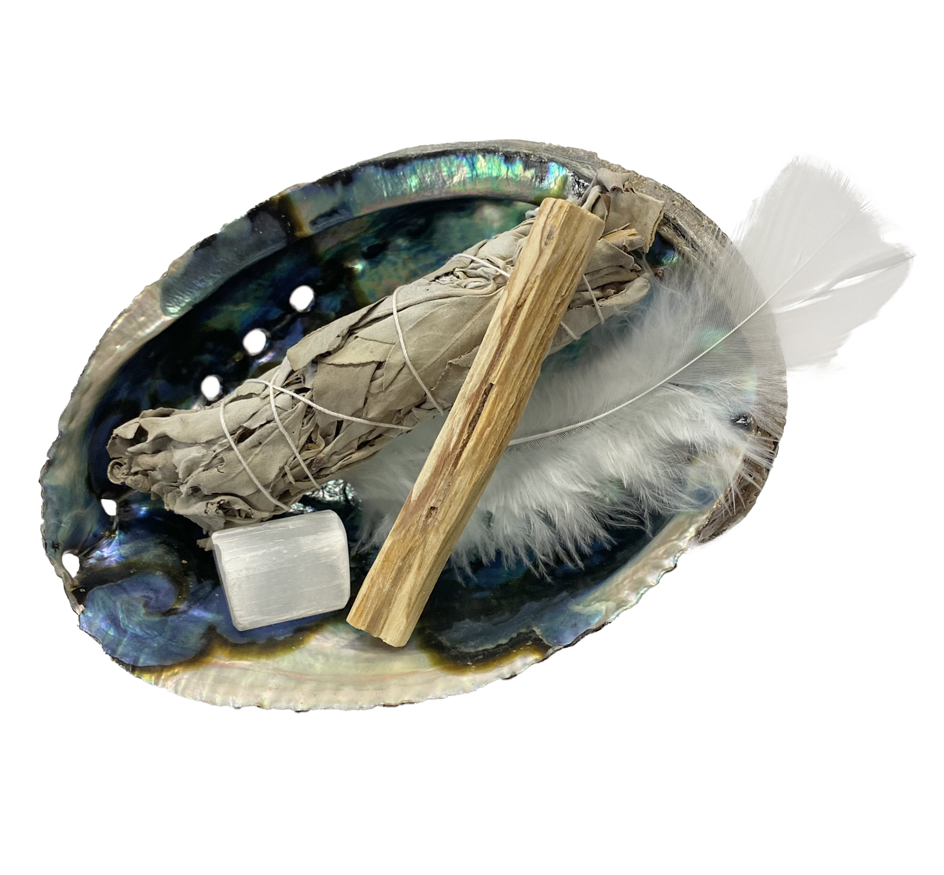 Abalone Shell Smudge Kit - Cleansing White Sage and Palo Santo Gift
