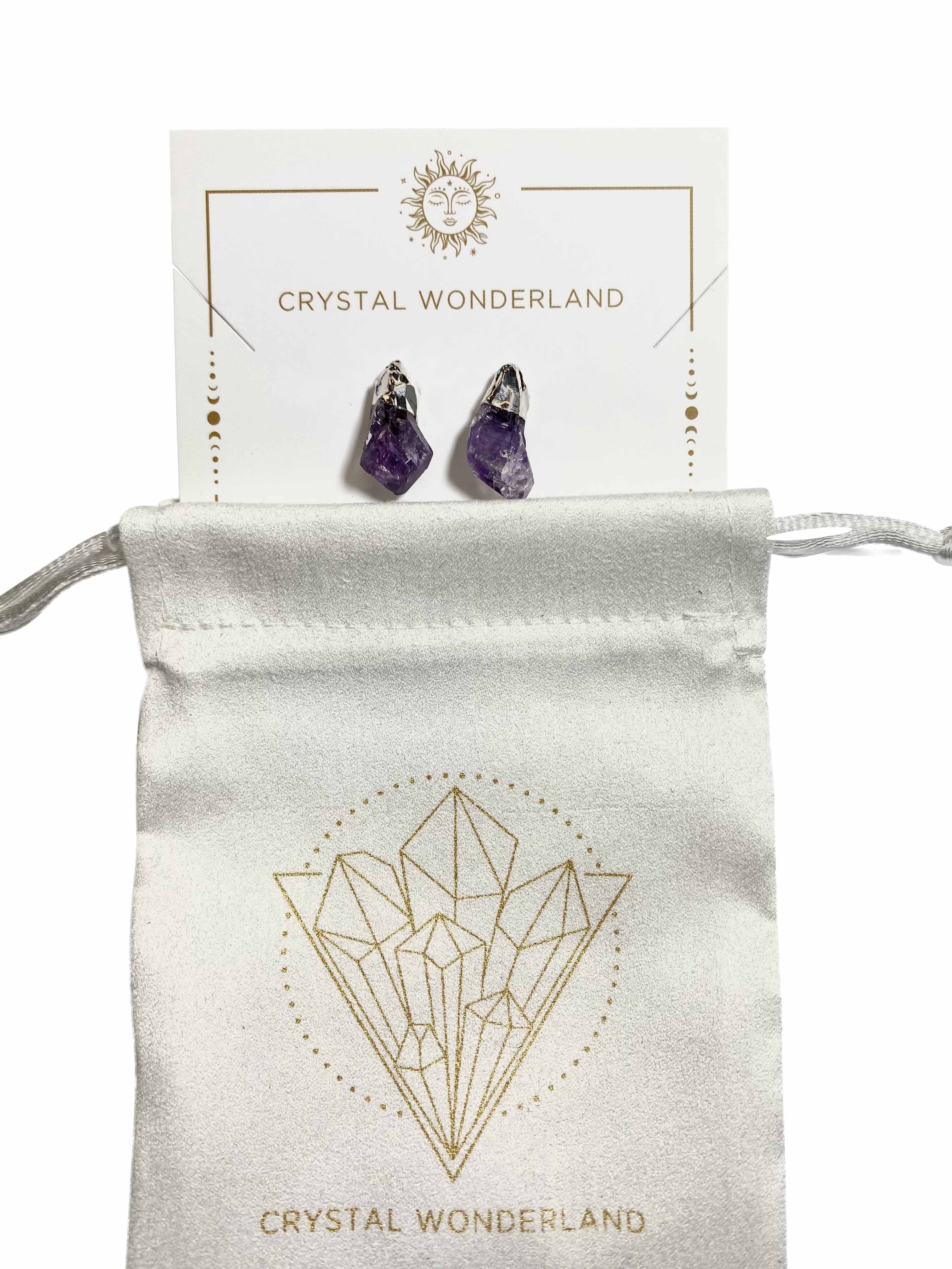 Amethyst Point Earring Studs Silver