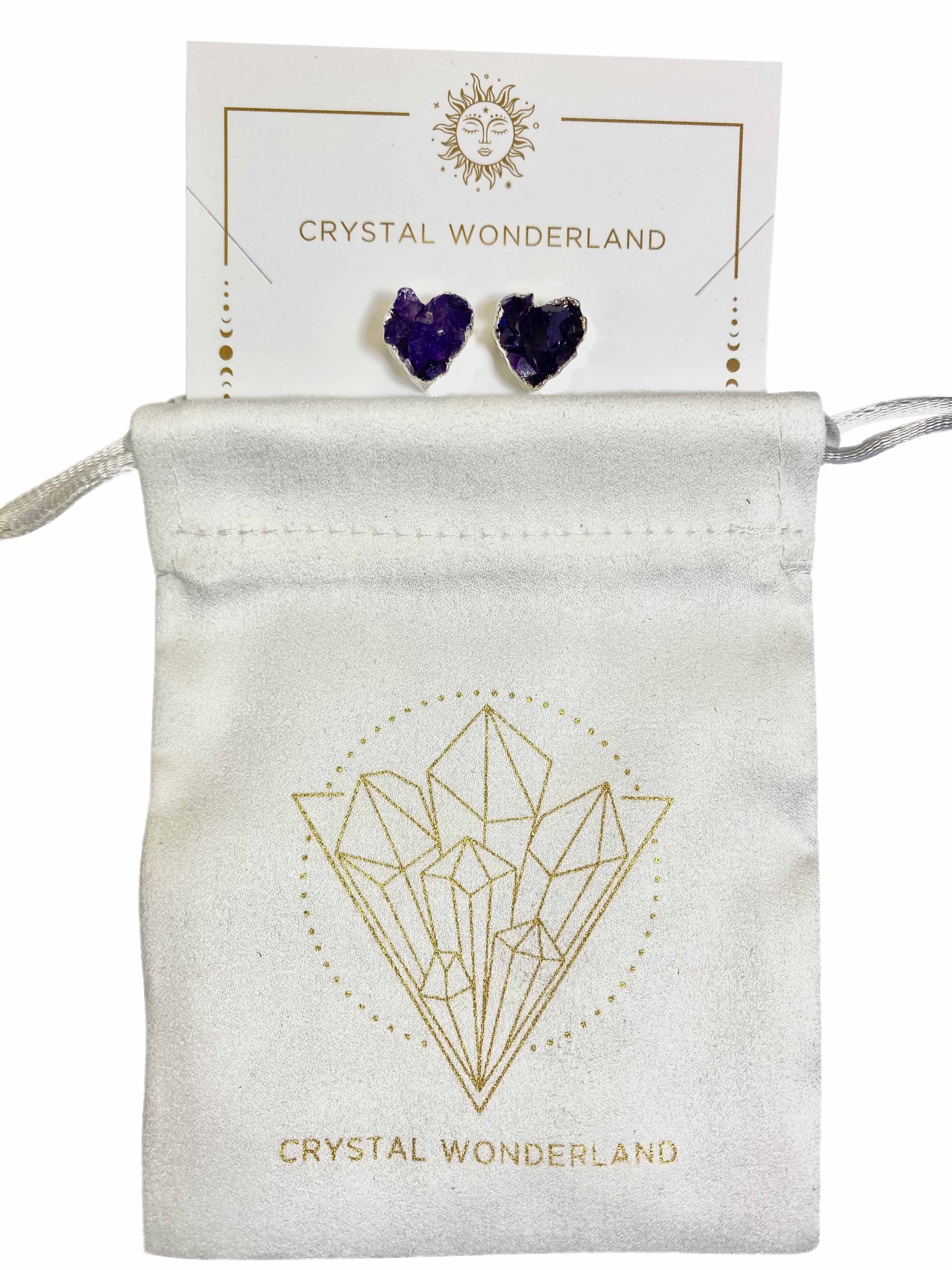 Amethyst Earring Studs Heart Shape Silver
