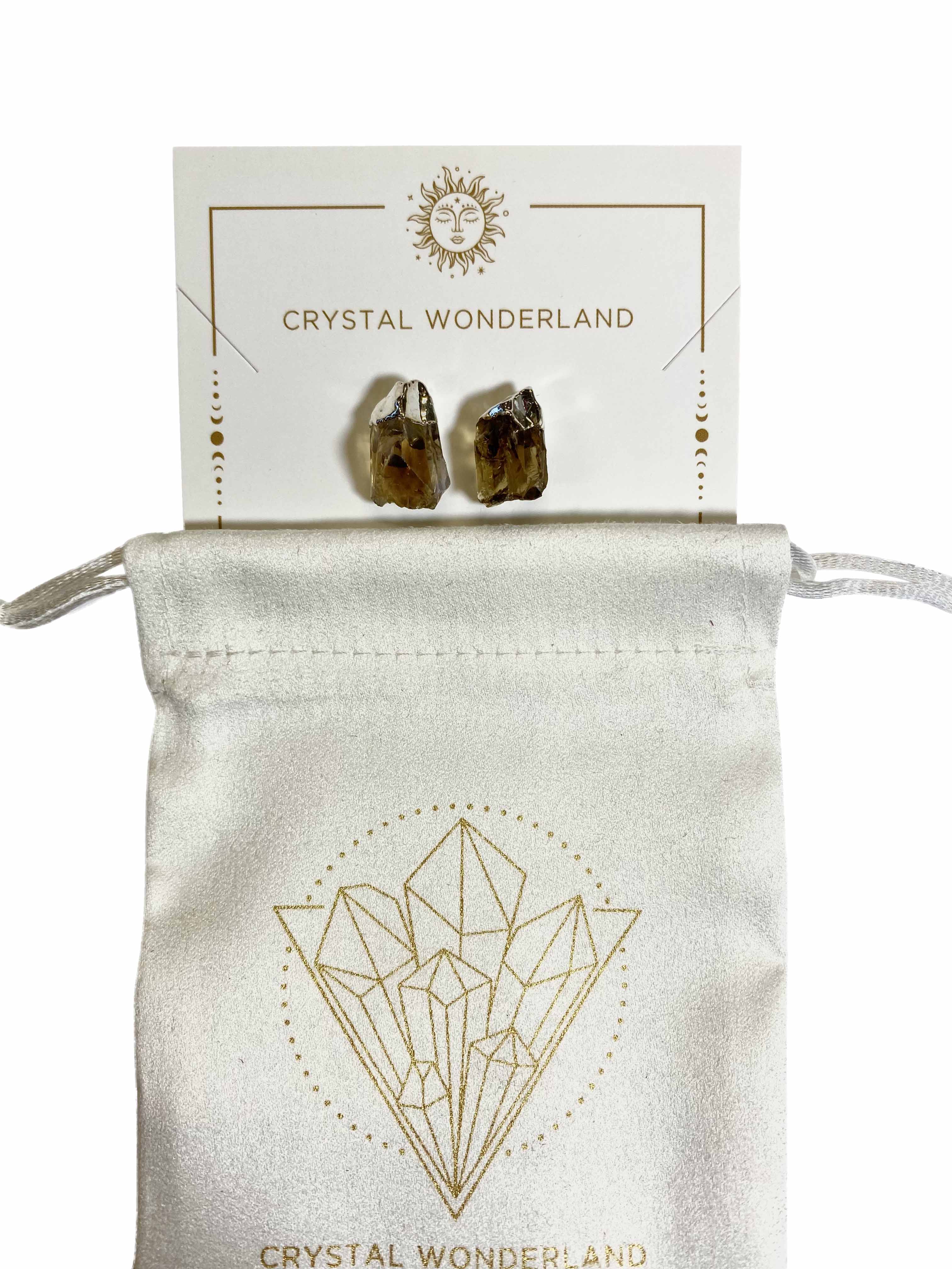 Citrine Point Earring Studs Silver