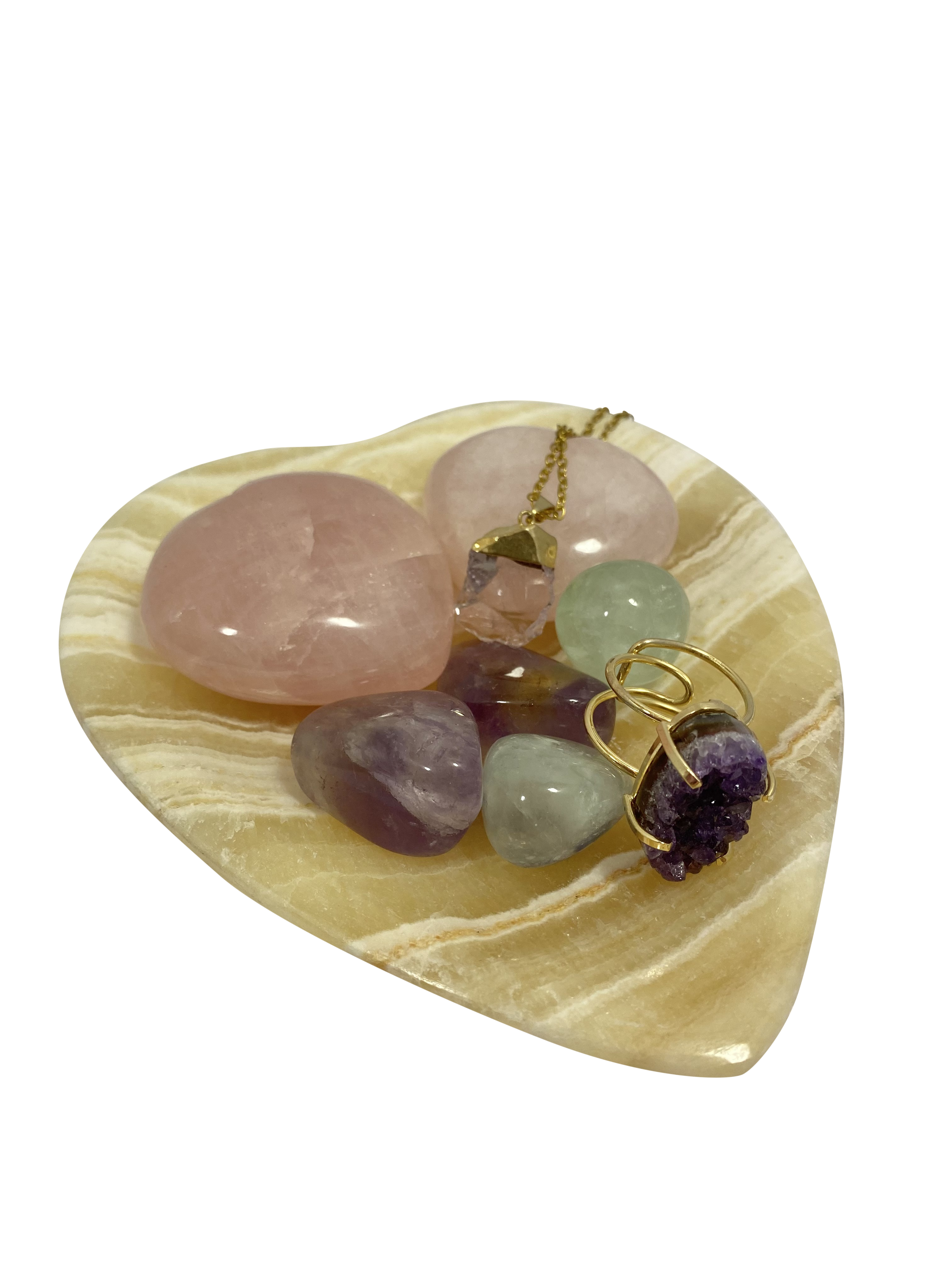 Aragonite Heart Shape Plate Crystals and Jewelry Holder Bowl