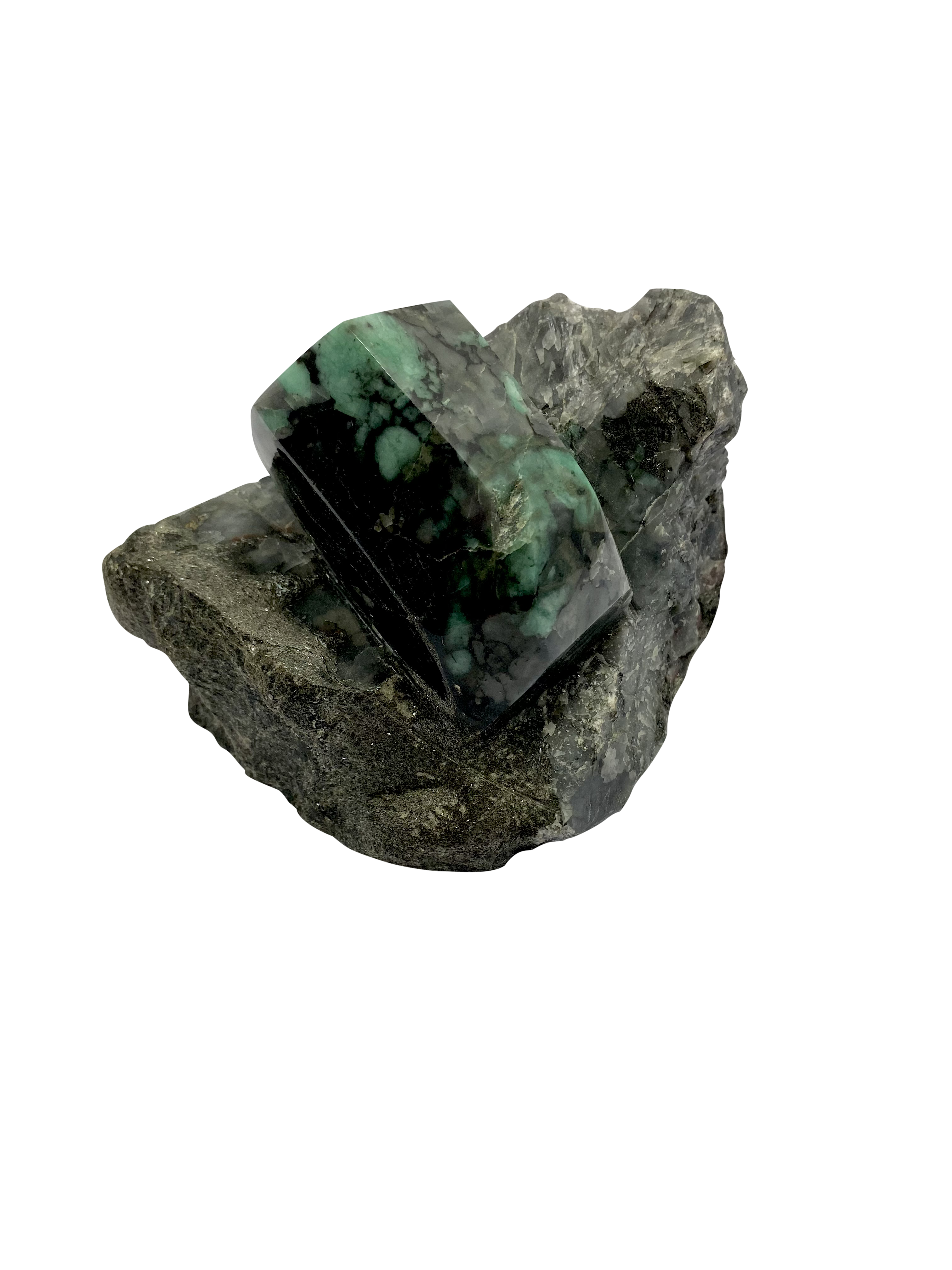 Natural Emerald on Matrix - Polished Large Emerald Stone B