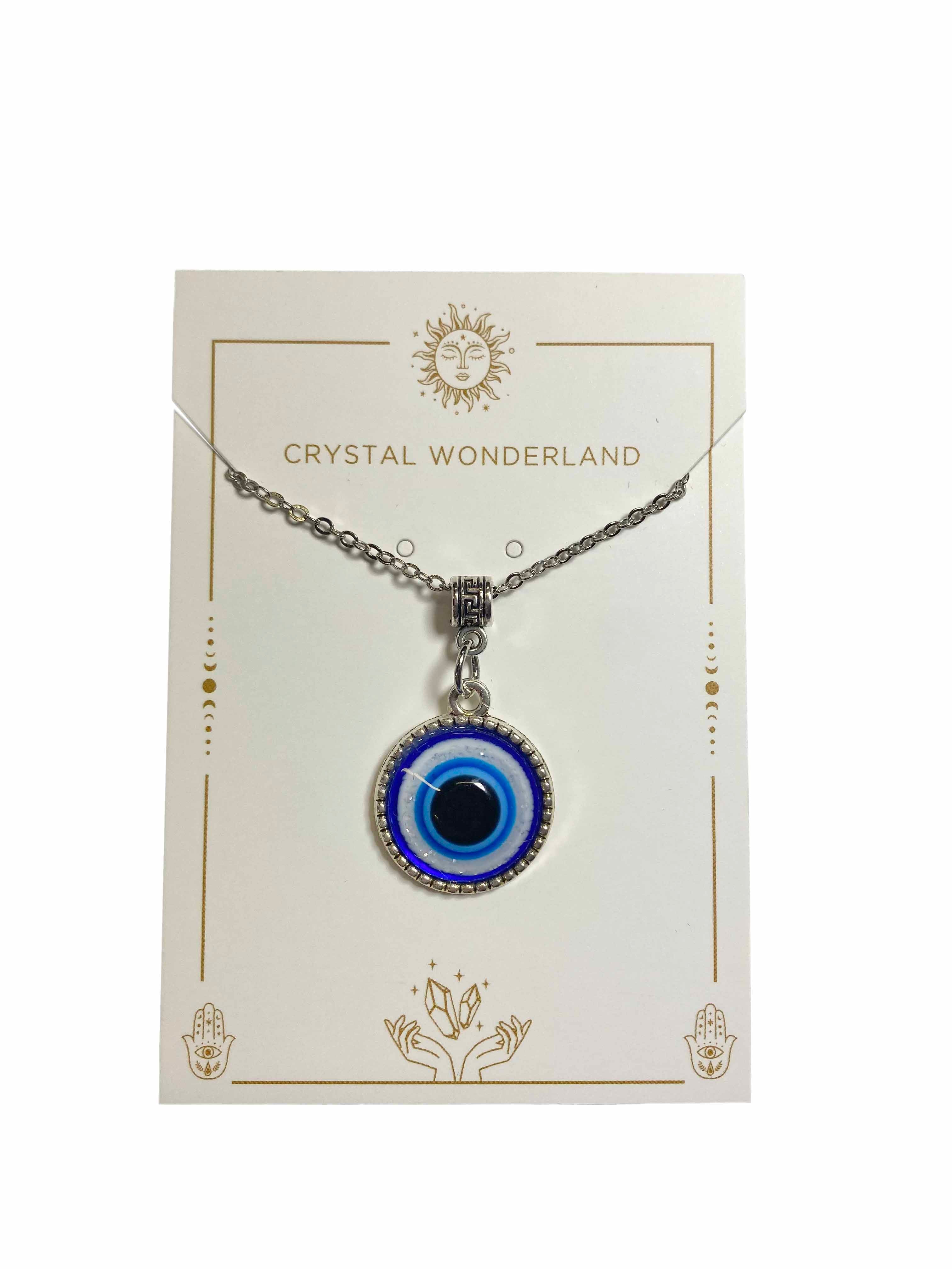 Evil Eye Pendant Necklace Silver Large Lucky Eye