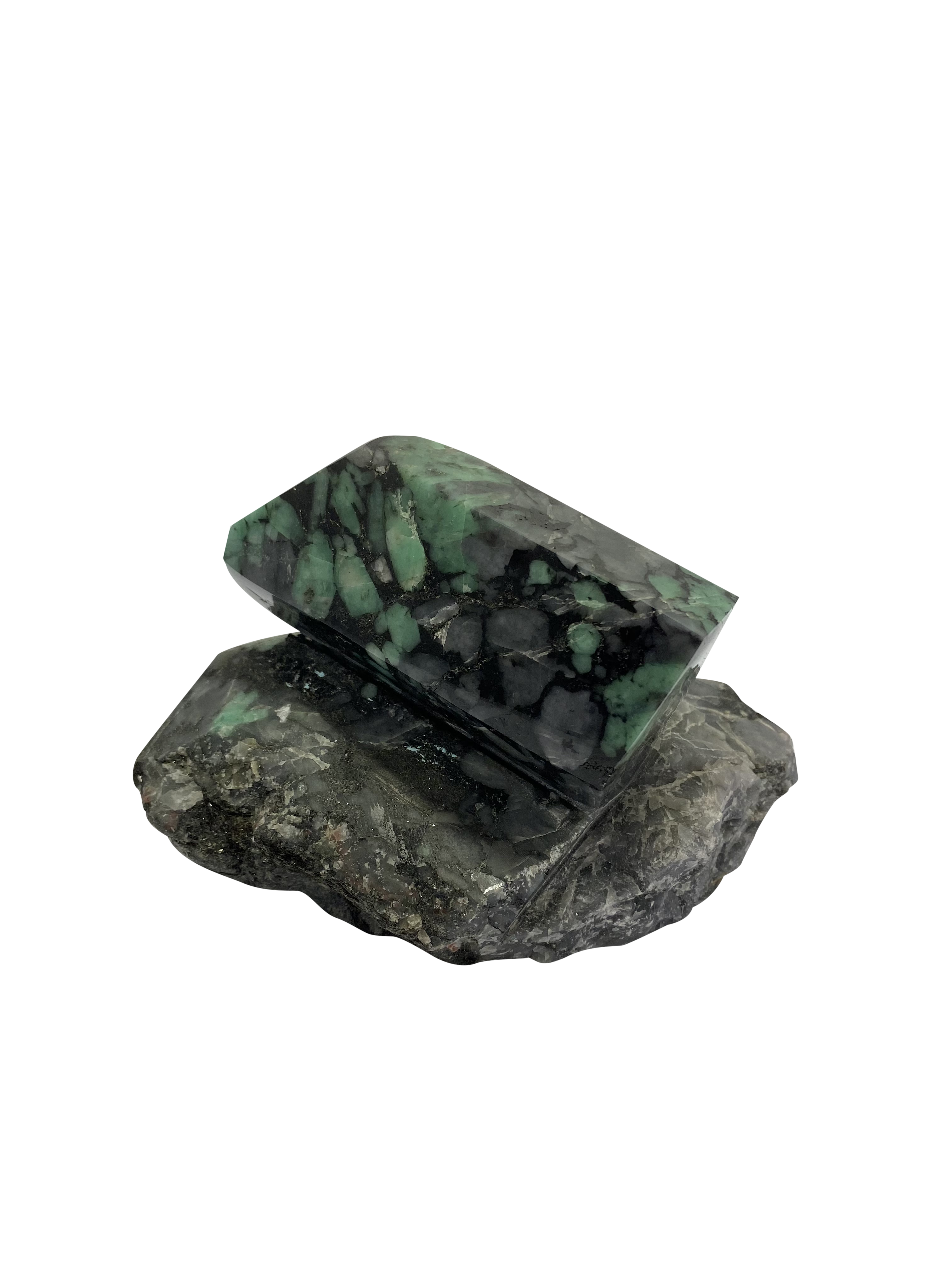 Natural Emerald on Matrix - Polished Large Emerald Stone A
