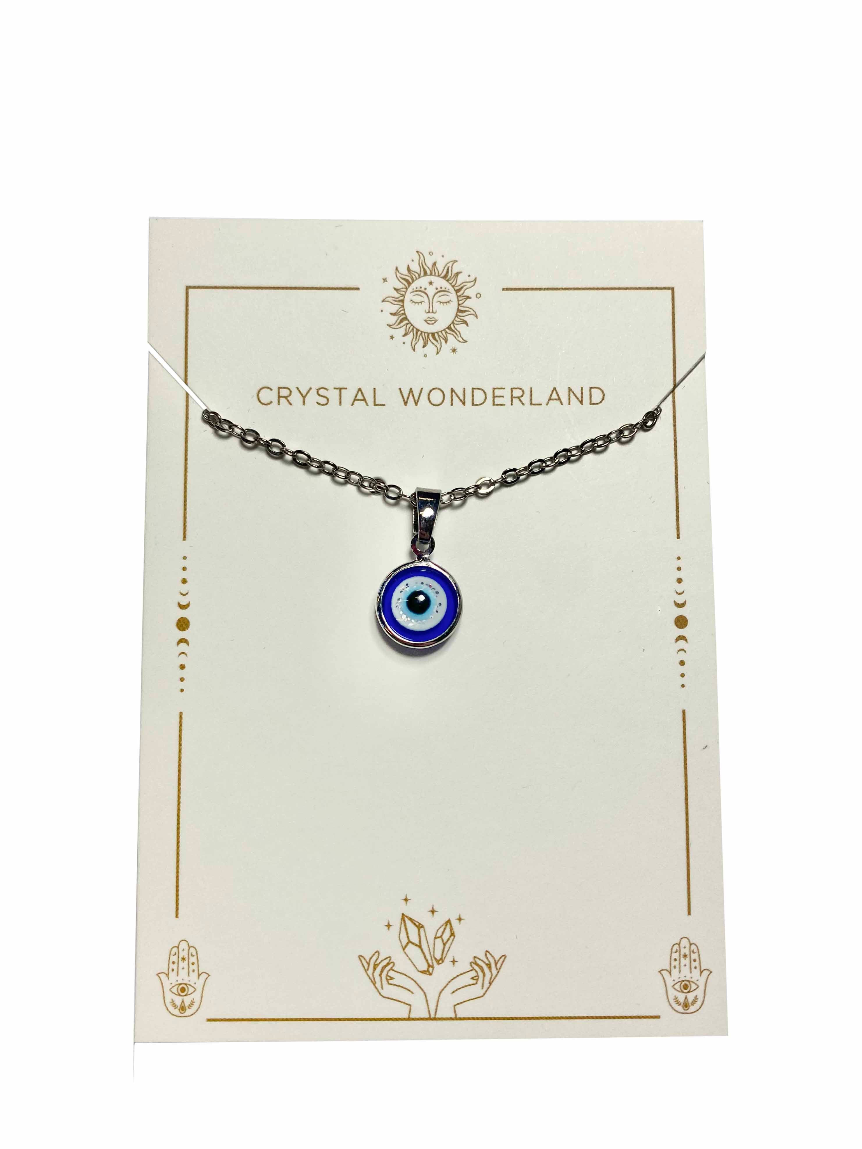 Evil Eye Pendant Necklace Silver Small Lucky Eye