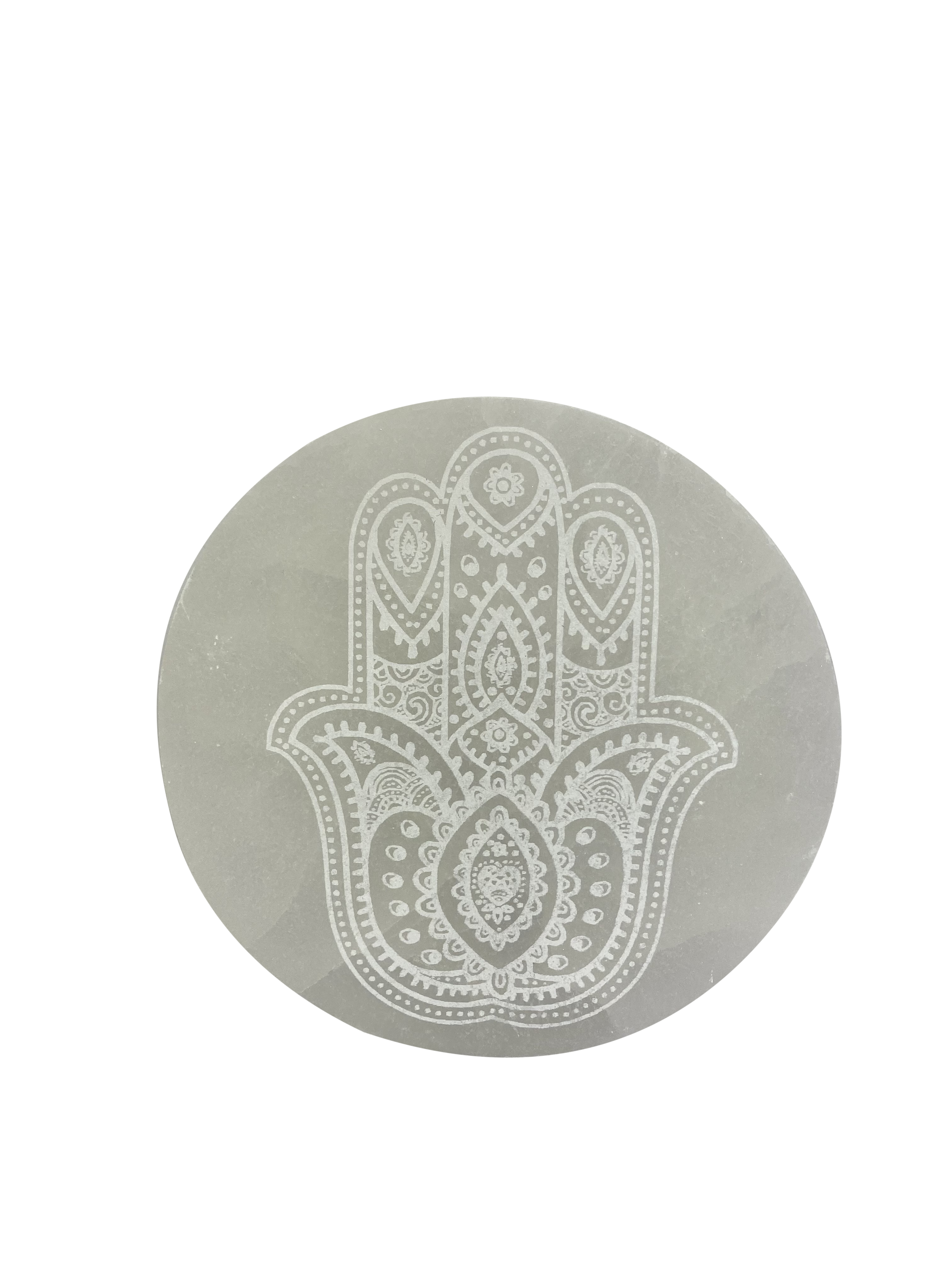 Hamsa Hand Selenite Charging Plate Crystals and Jewelry Holder