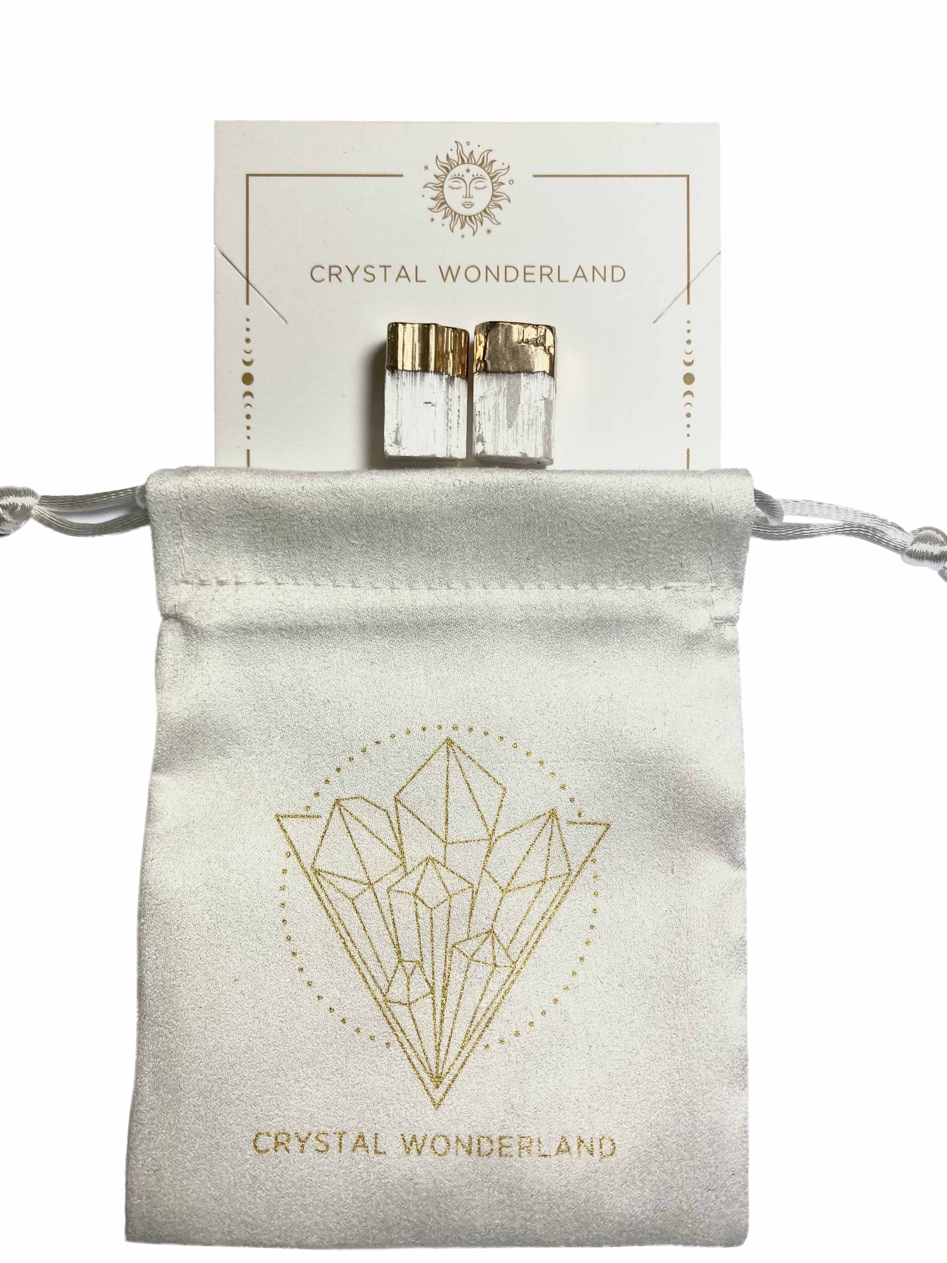 Selenite Point Earring Studs Silver