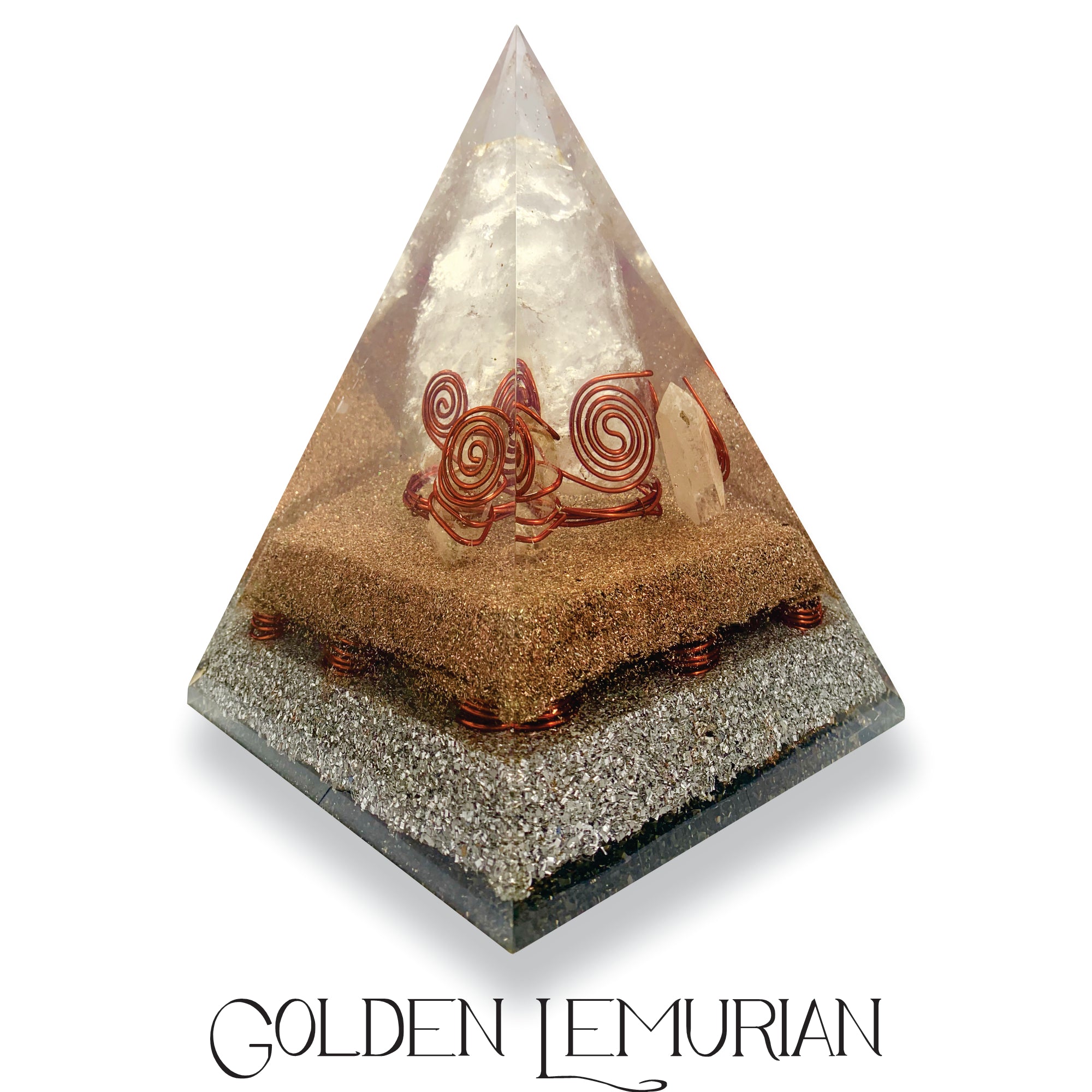 Mega Golden Lemurian Orgonite Pyramid