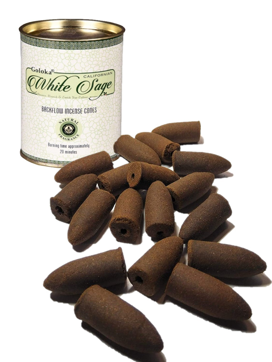 California White Sage 24 Backflow Incense Cones Goloka