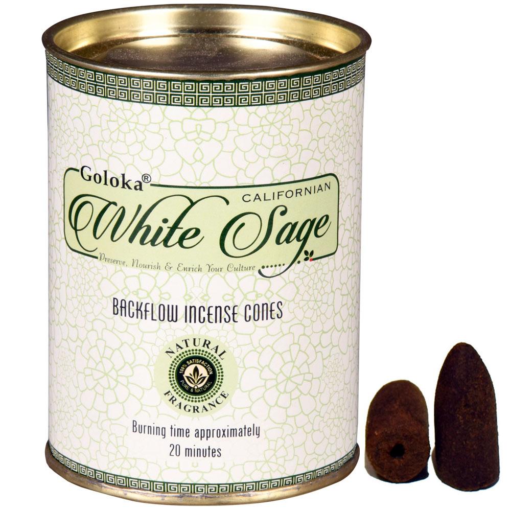 California White Sage 24 Backflow Incense Cones Goloka
