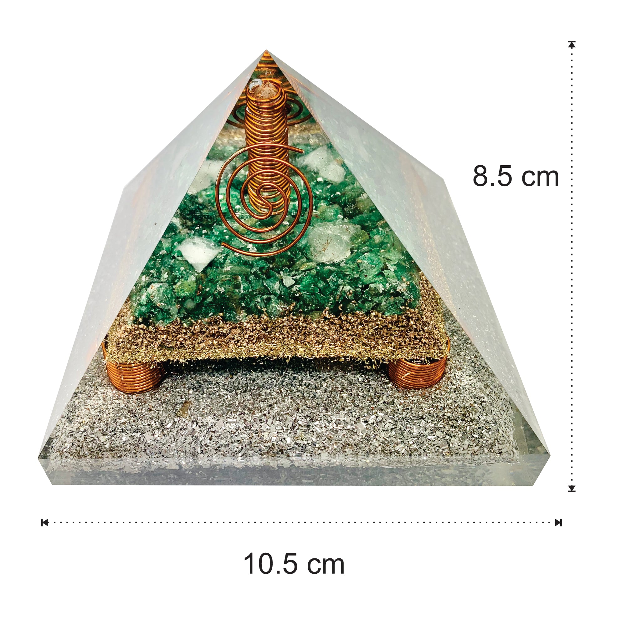 Green Aventurine Clear Quartz Point Generator Orgonite Pyramid