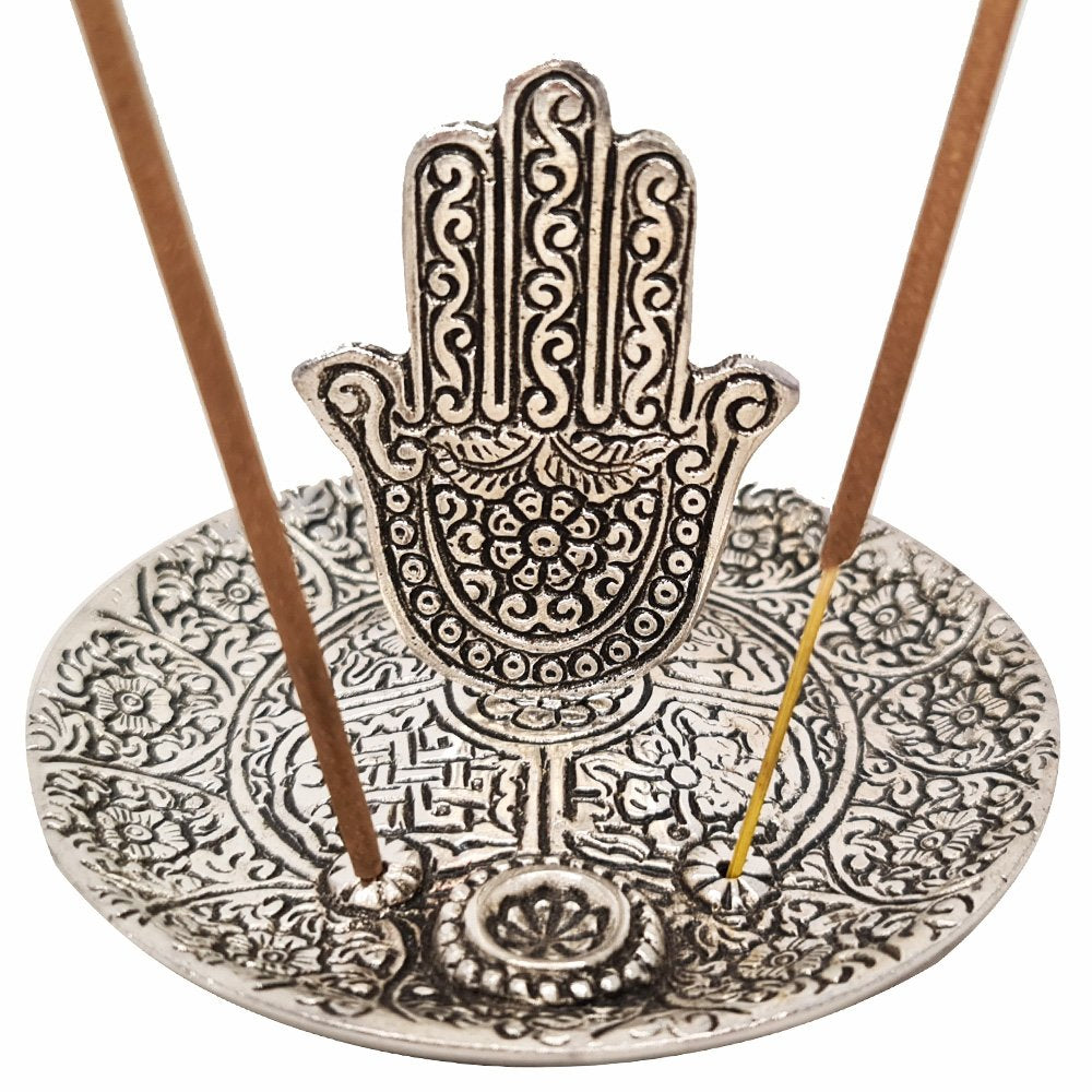 Aluminium Stick / Cone Incense Burner - Hamsa Hand 11 cm Fragrance Scents Holder