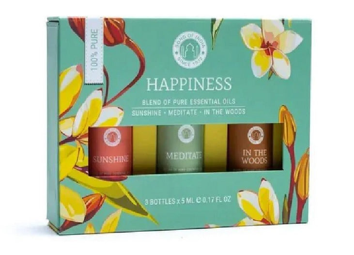 Gift Set Song of India Essential Oil Blend Meditate-Sunshine-Woods Happiness