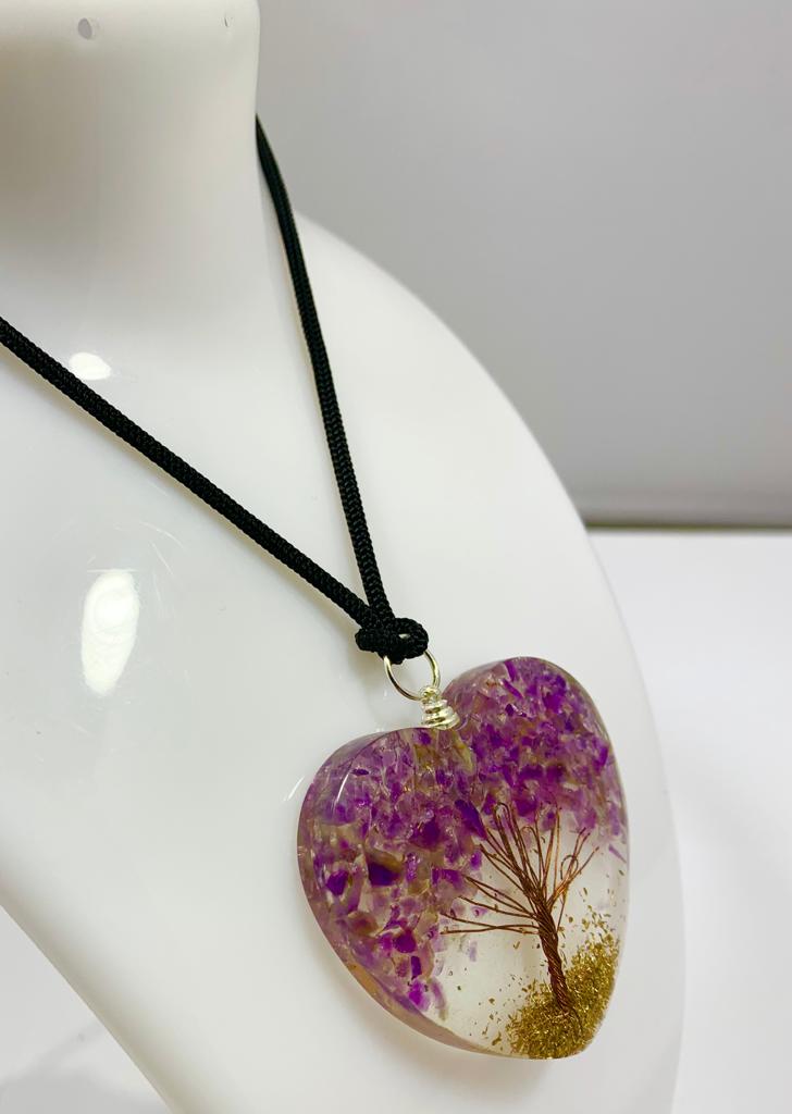Amethyst Tree of Life Pendant Heart