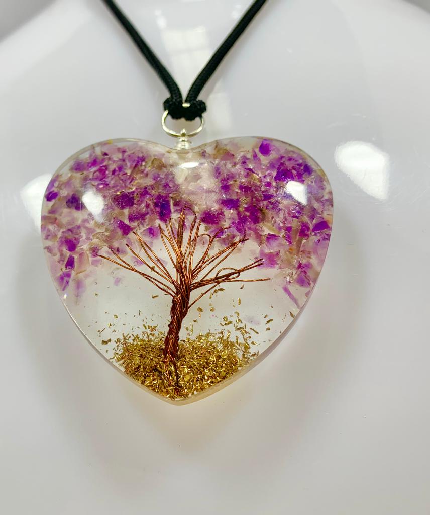 Amethyst Tree of Life Pendant Heart