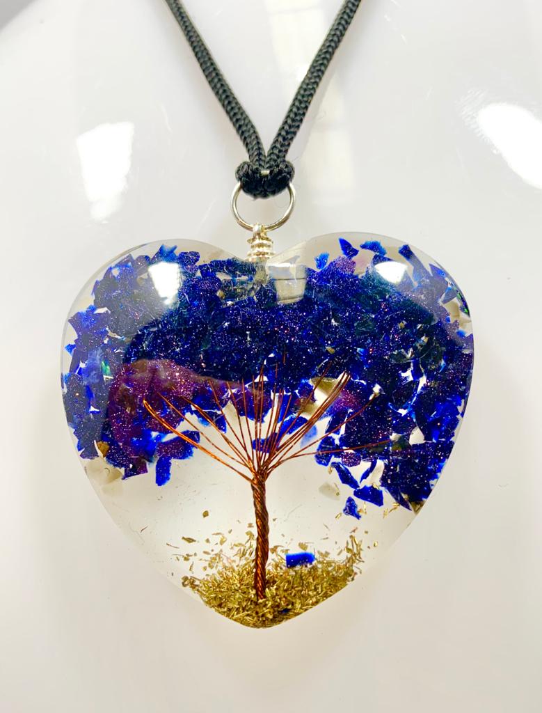 Blue Sandstone Tree of Life Pendant Heart