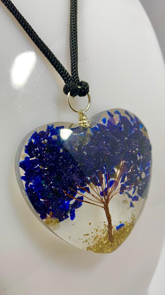 Blue Sandstone Tree of Life Pendant Heart